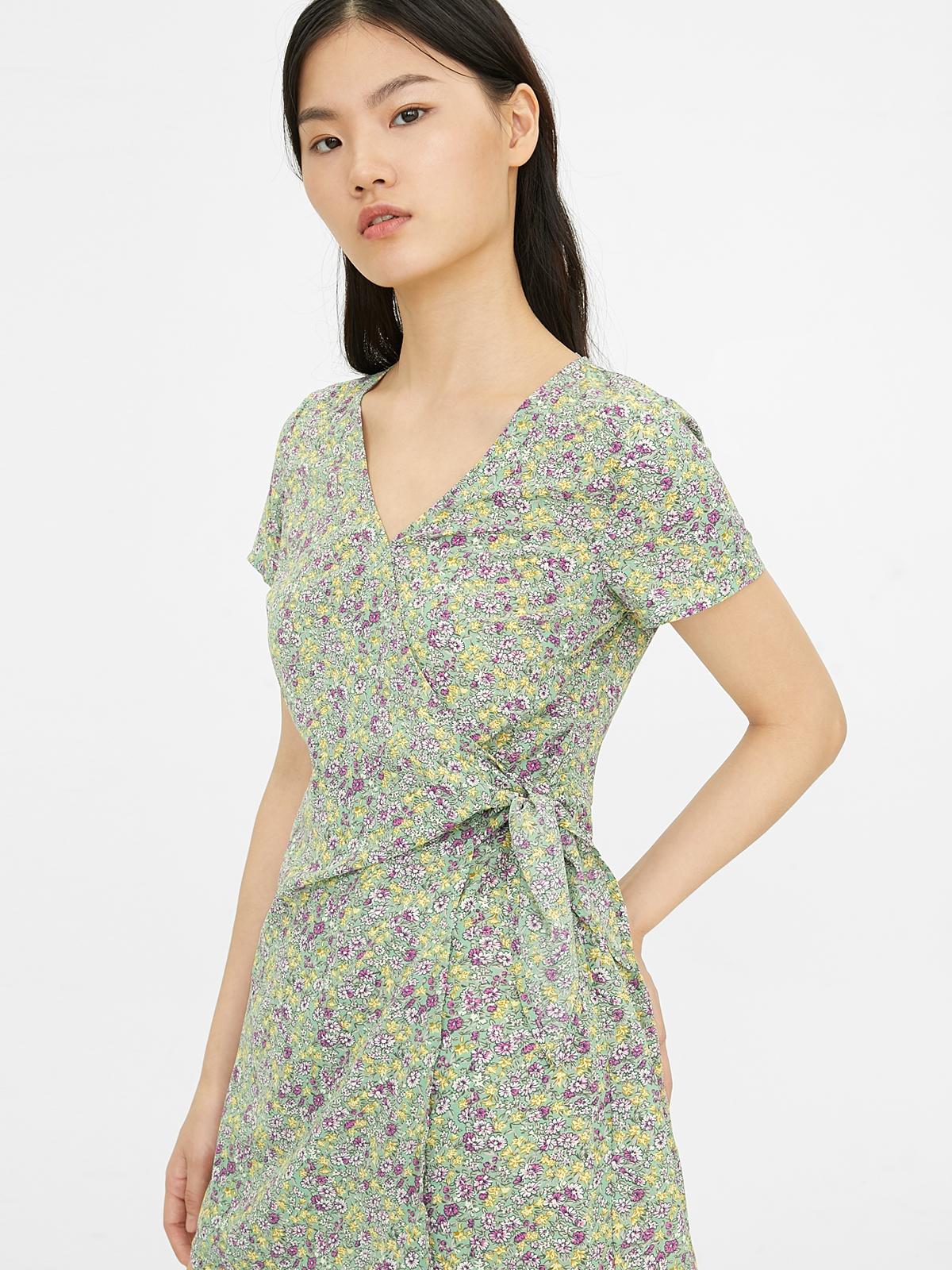 Mini Floral Tied Waist Romper - Green