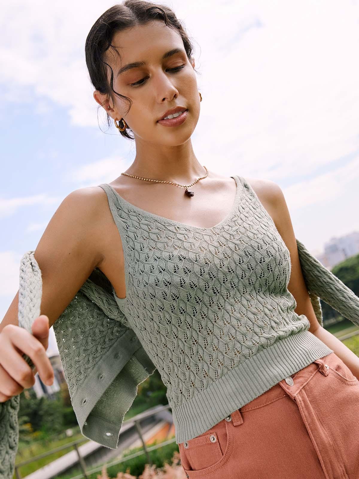 Sustainable V Neck Tank Top - Green