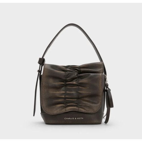 Kadee Ruched Bow-Charm Mini Bag - Burnished Brown