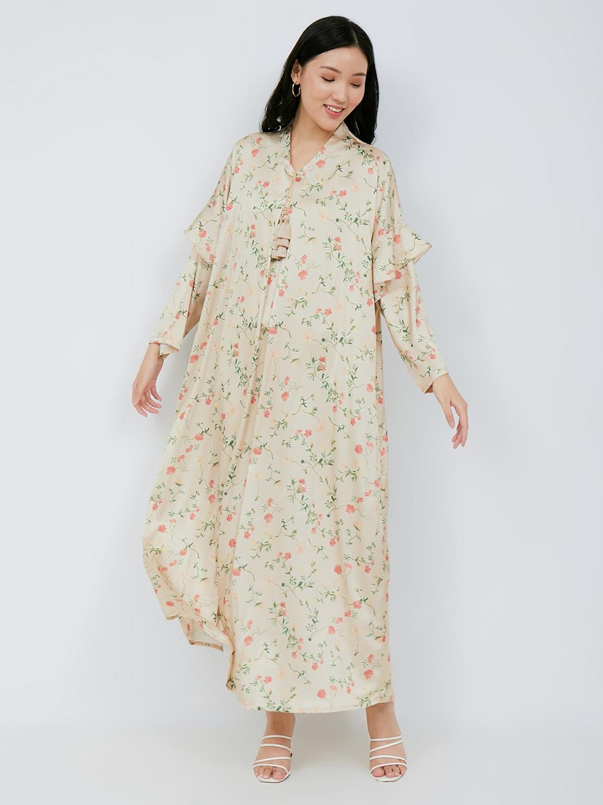 Raya Abaya Dress Long Sleeve - Cream