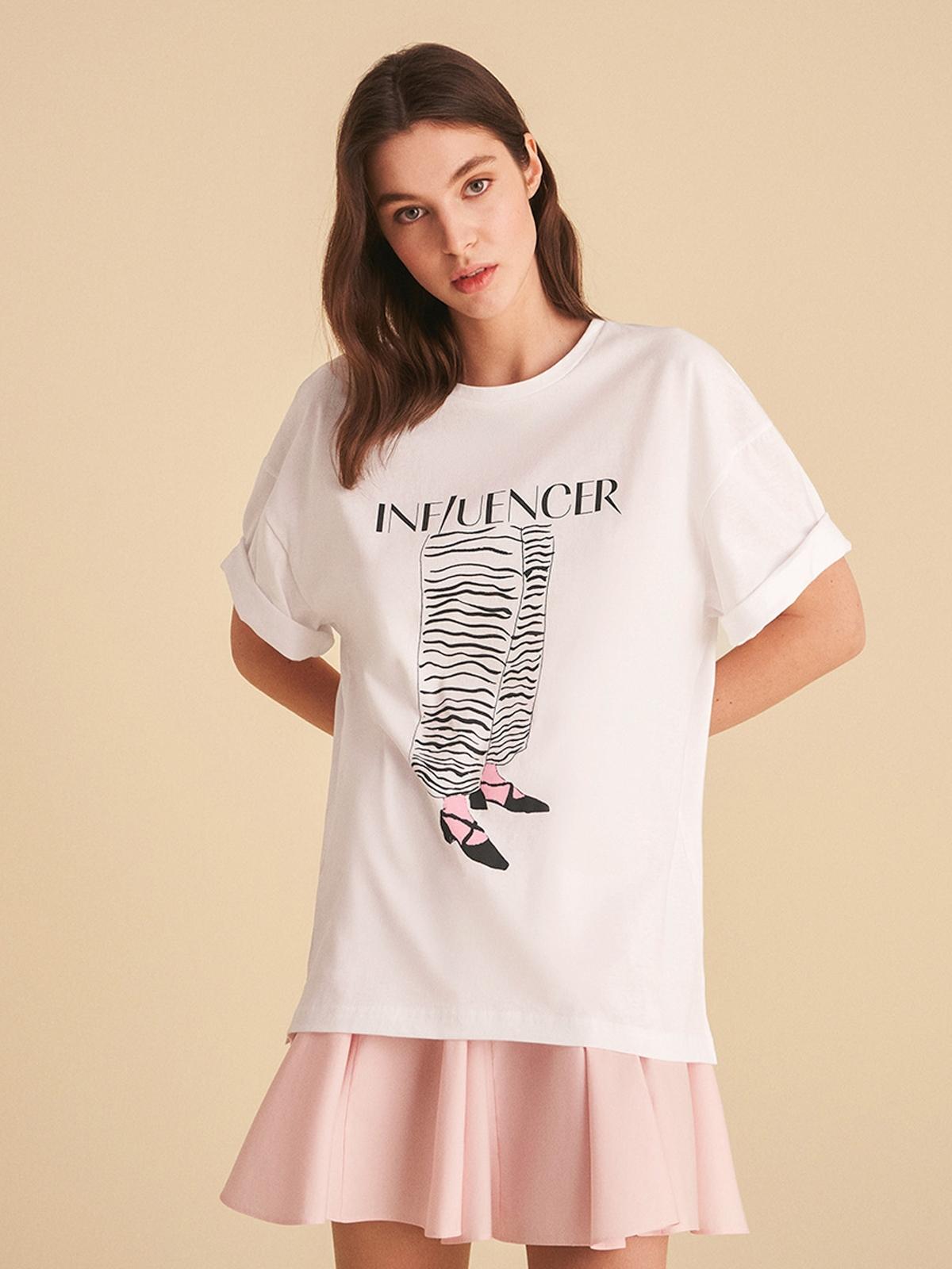 Printed Oversize T-Shirt - White