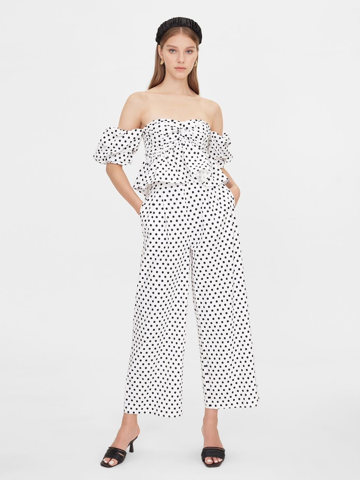 Off Shoulder Polka Dot Top - White