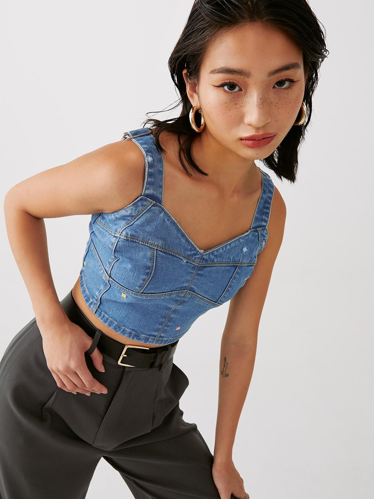 Pomelo x Peanuts® Sustainable Embroidered Tank Top - Blue