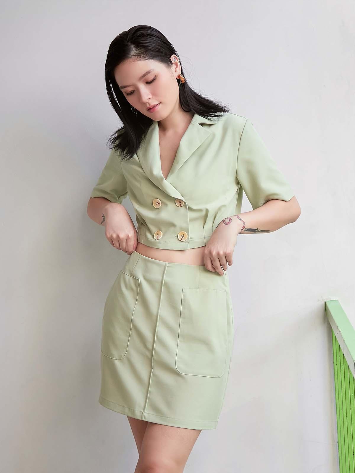 Twin Pocket A Line Mini Skirt - Mint Twin Pocket A Line Mini Skirt - Mint