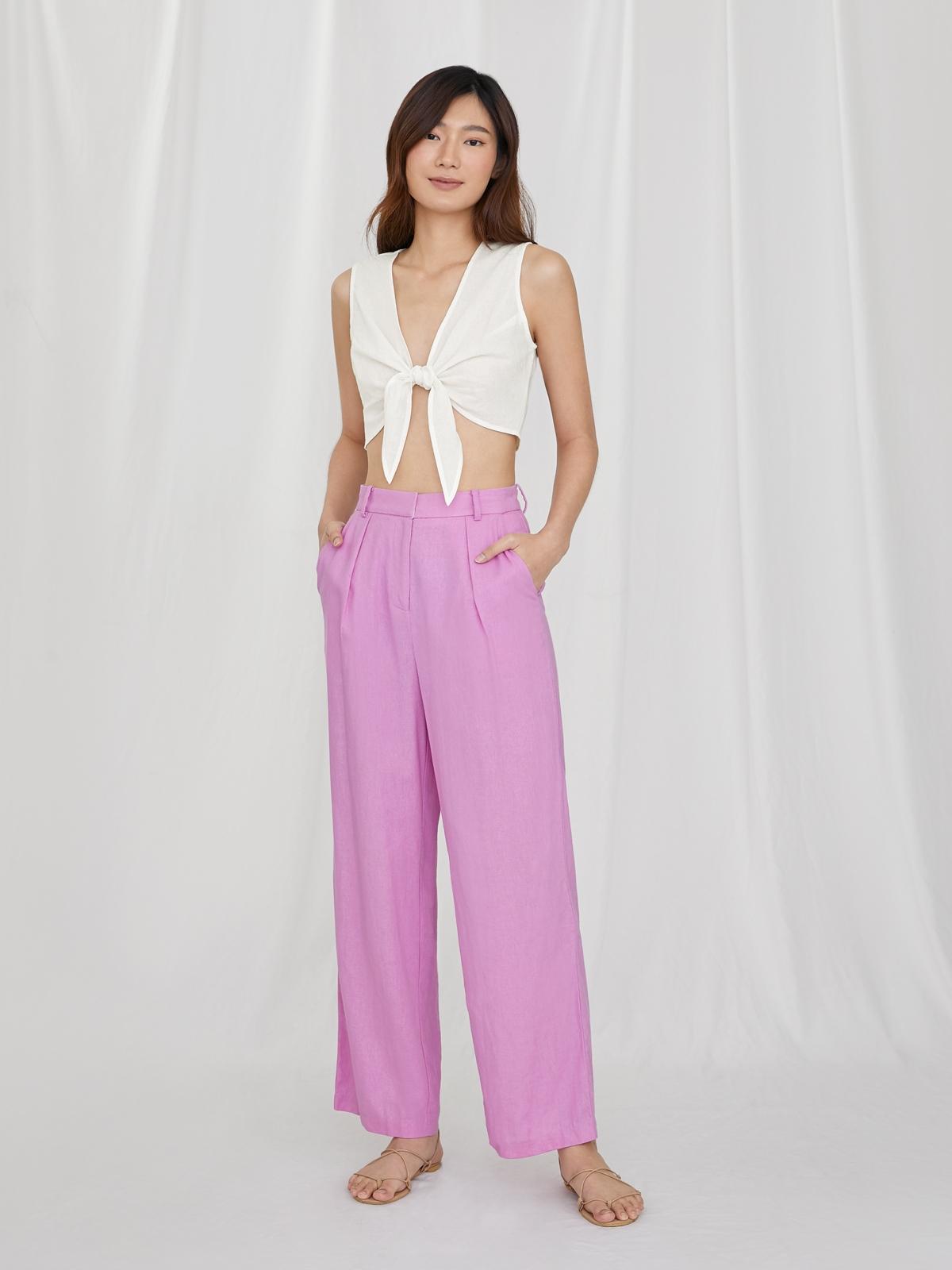 Purpose Wide Leg Pleated Pants - Purple