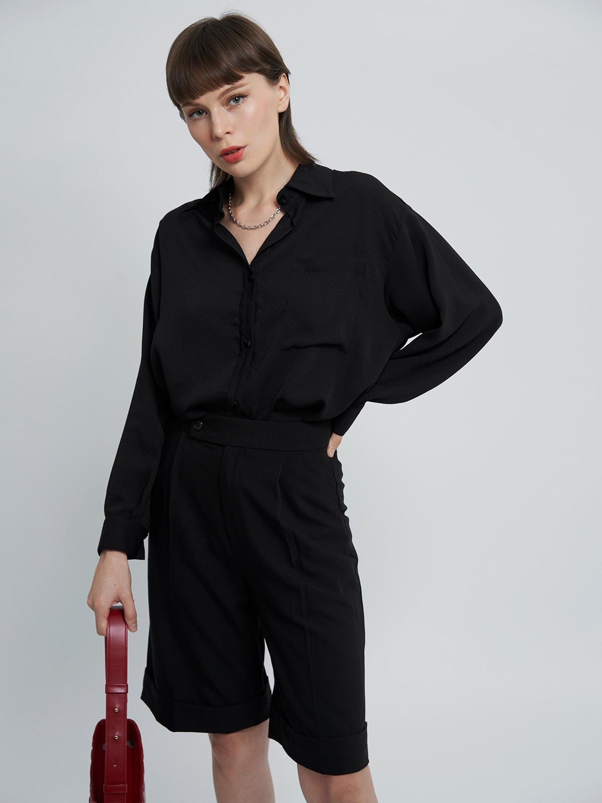 Striped Oversized Shirt - Black