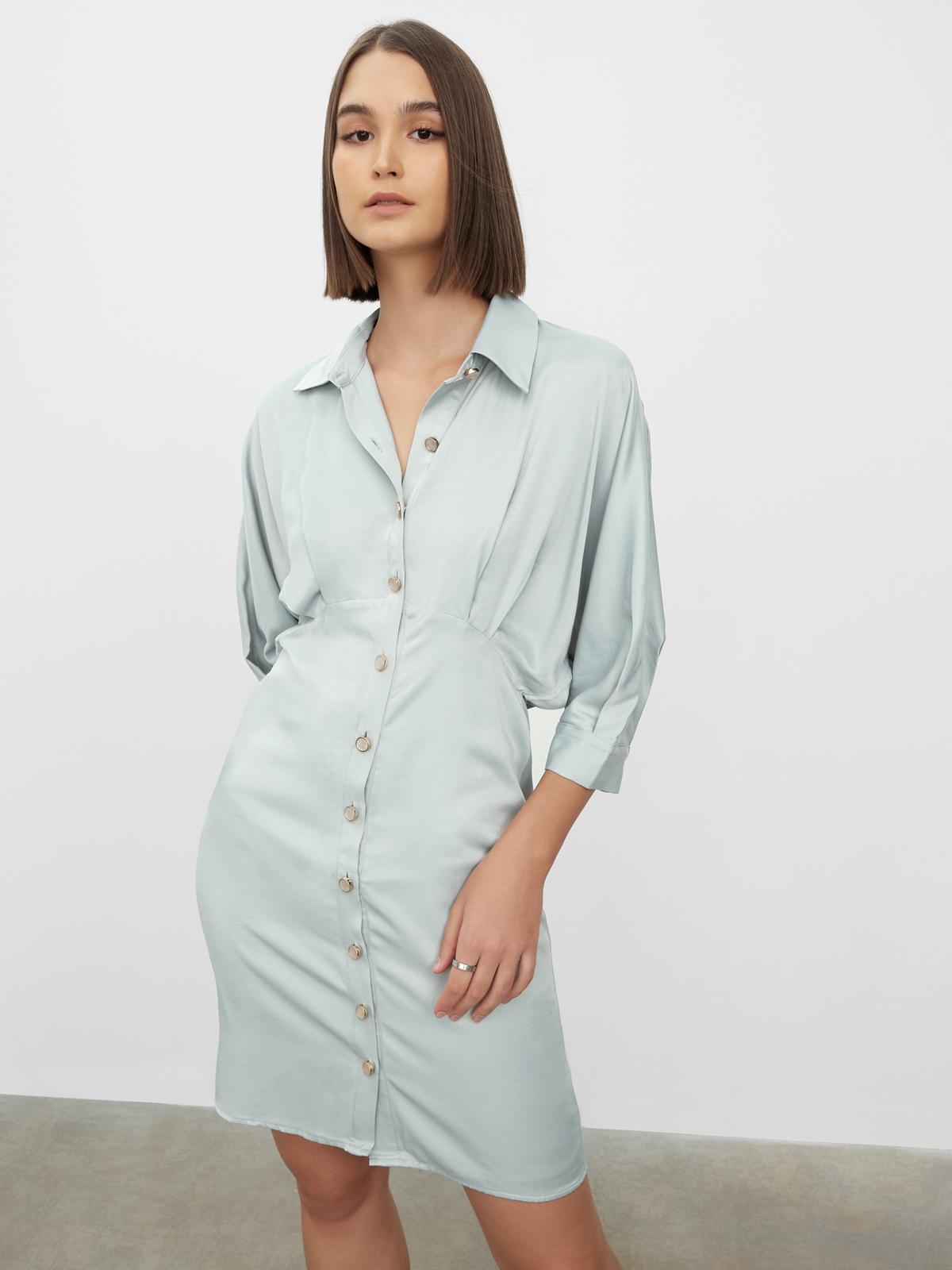 Cinched Shirt Dress - Baby Blue