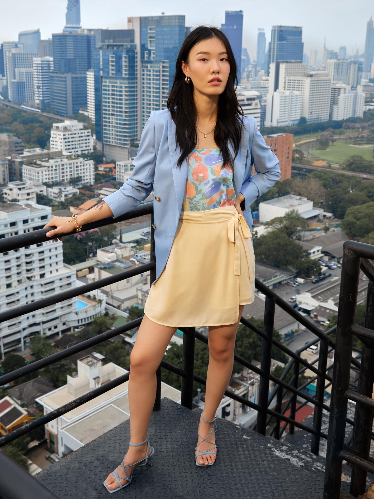 Sustainable Waisted Tie Skorts - Beige