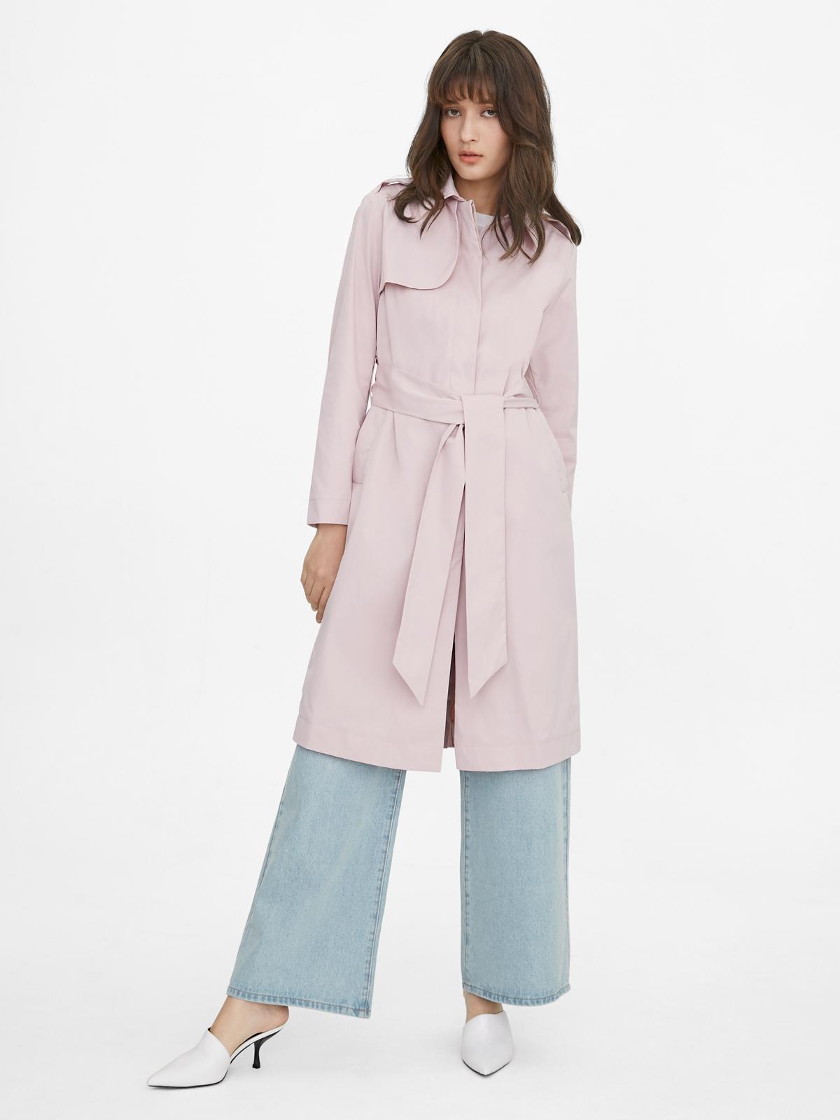 Tied Waist Trench Coat - Pink