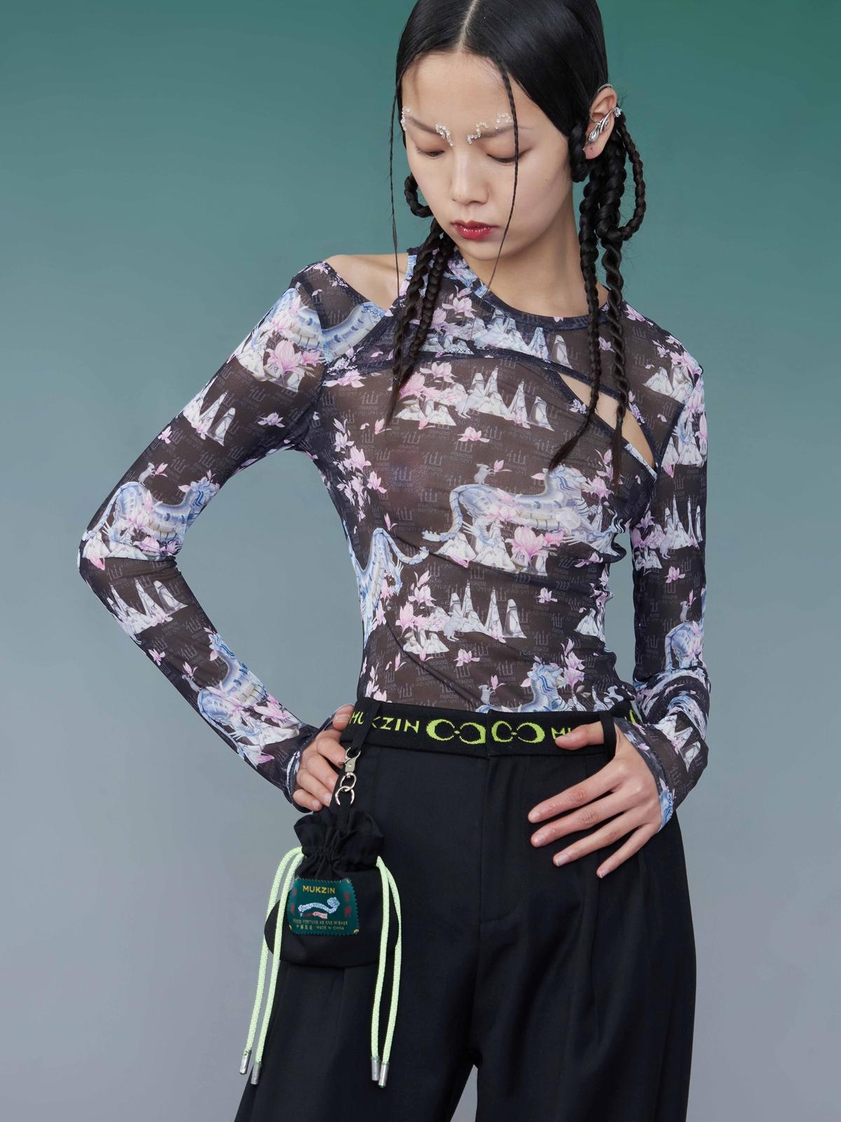 Cut Out Long Sleeve Shirt - Black