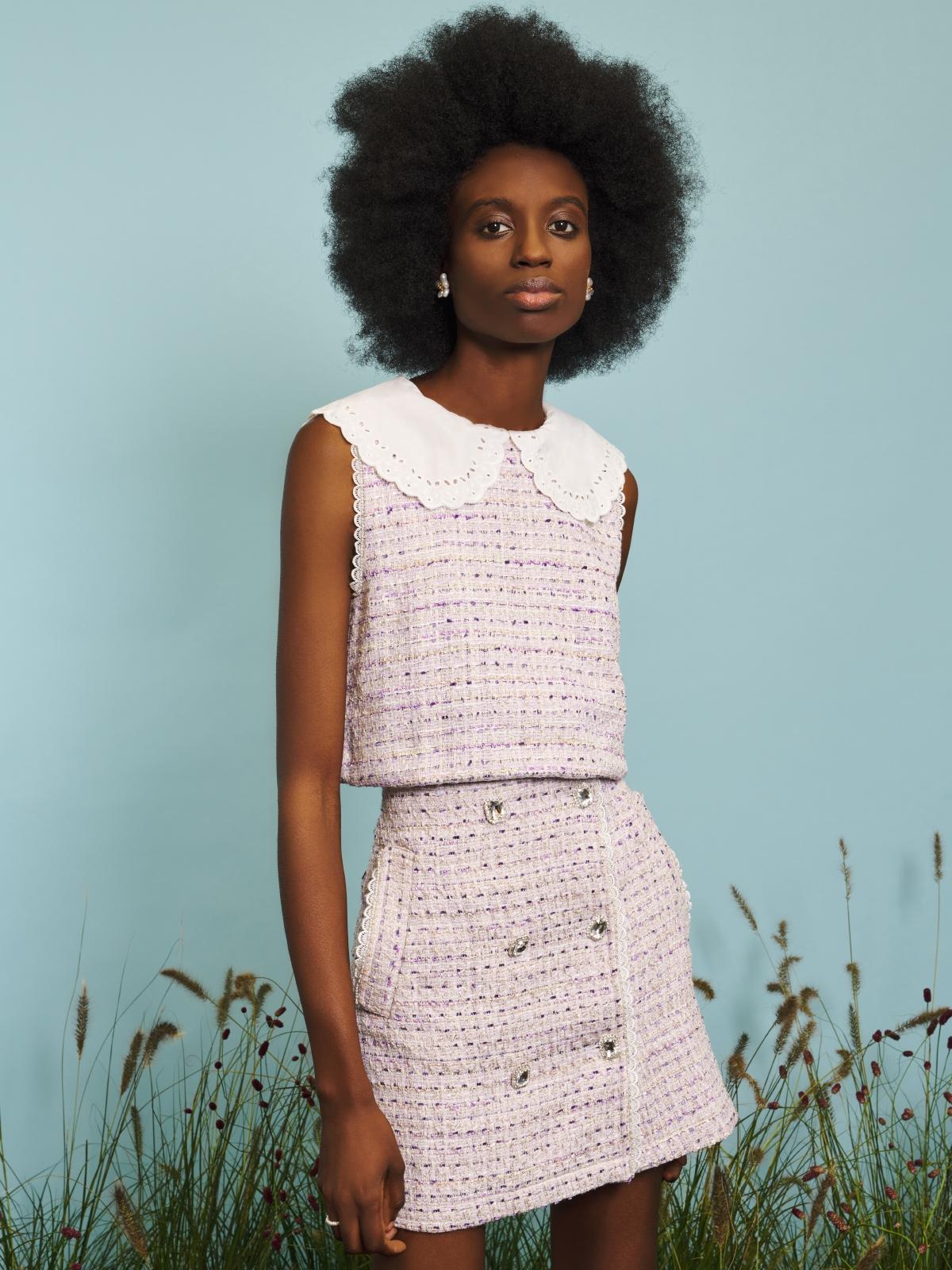 Seed Tweed Mini Skirt - Pink