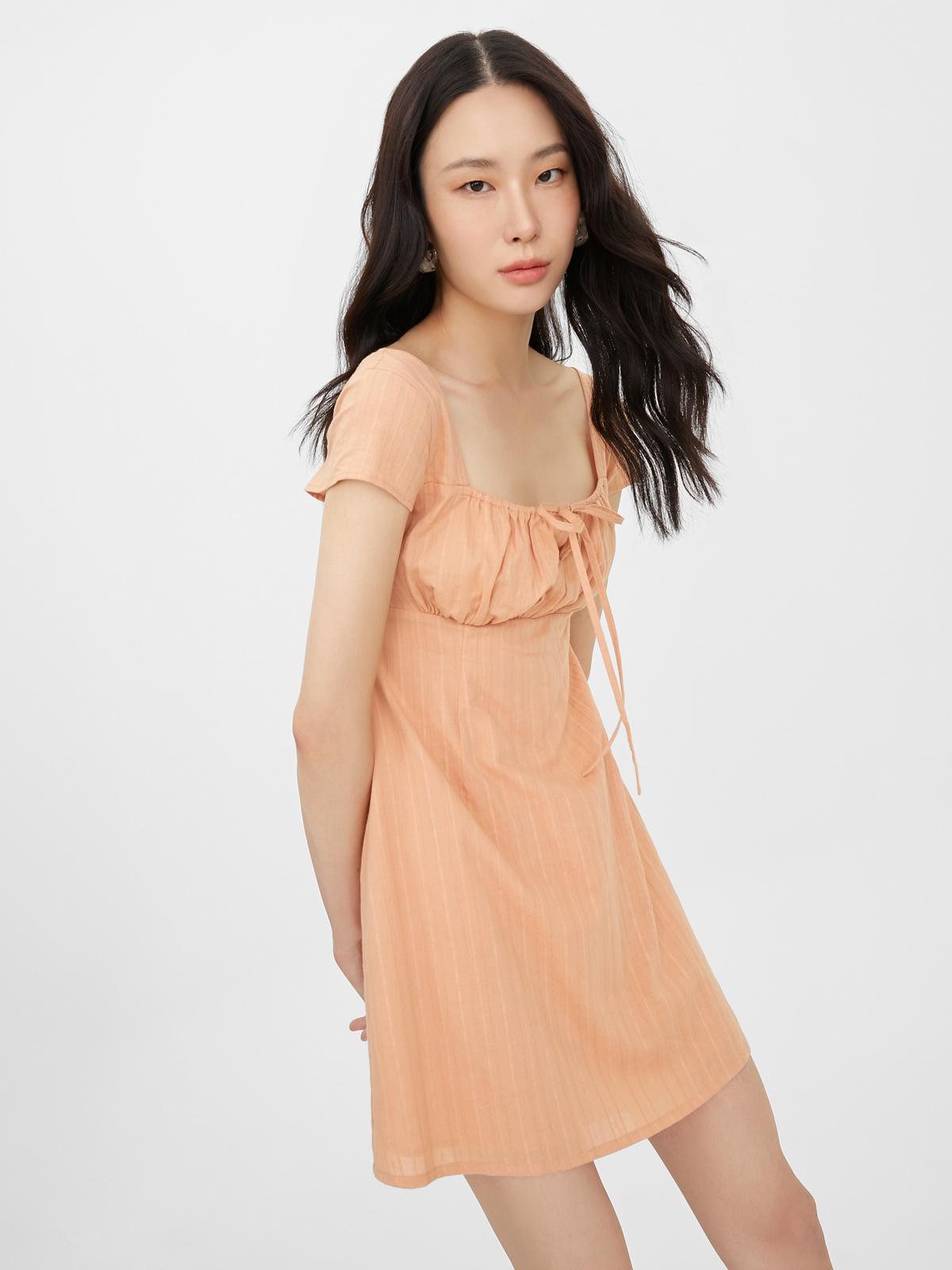 Front Ruched Mini Dress - Caramel