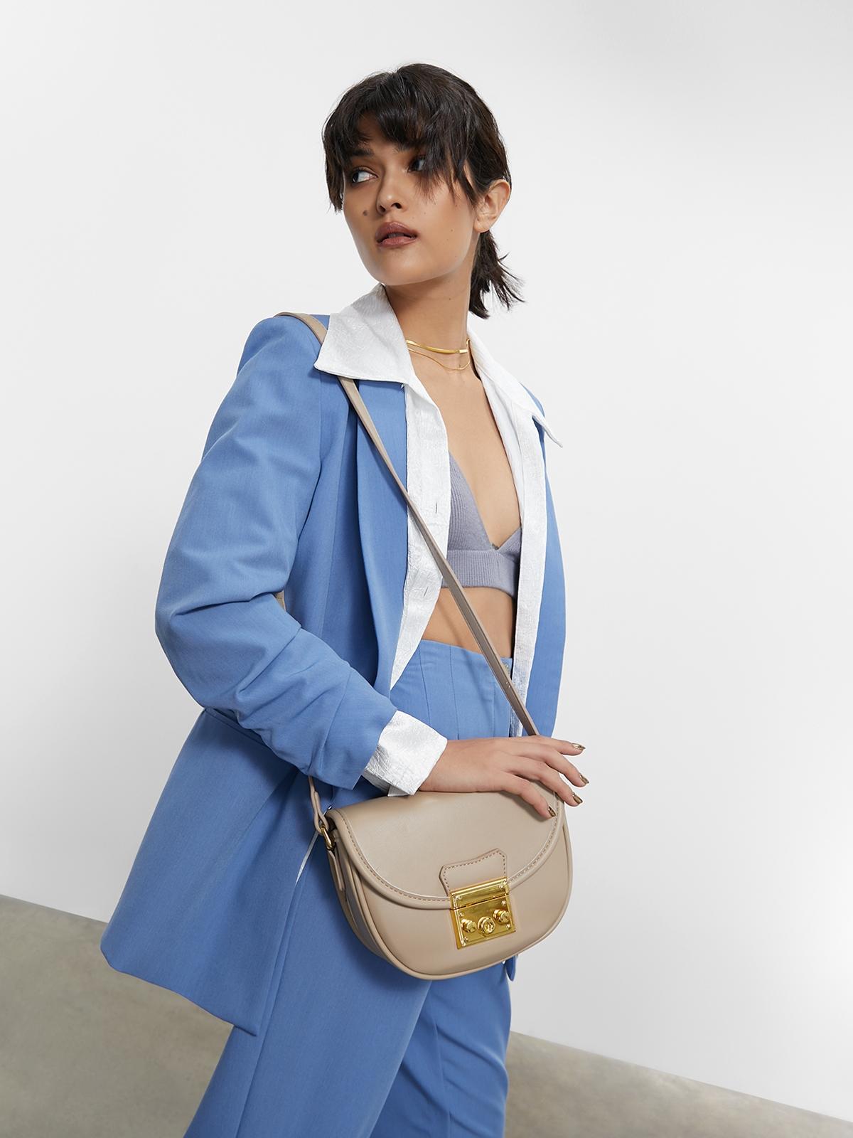 Flap Crossbody Bag - Beige Flap Crossbody Bag - Beige