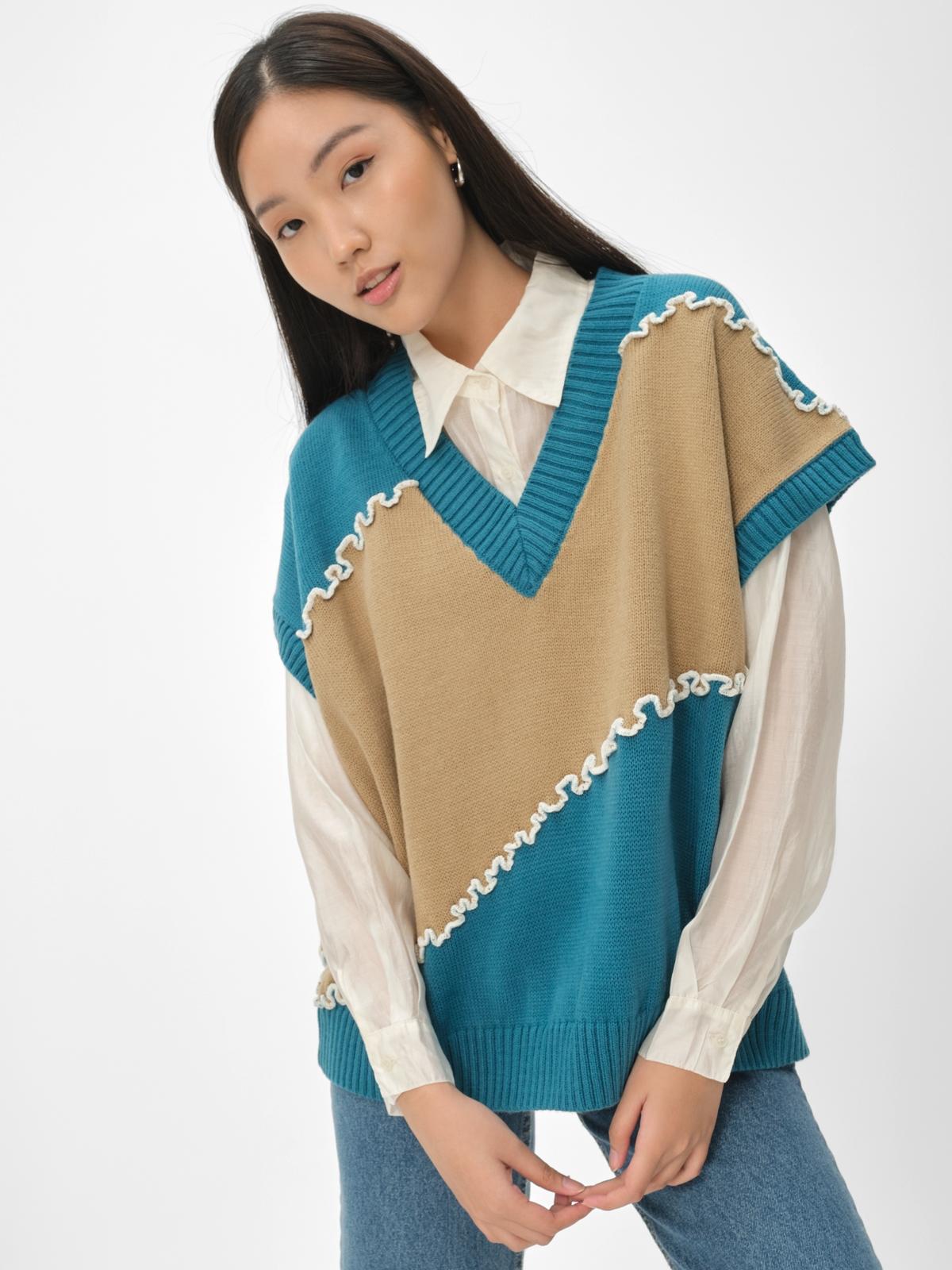 Pomelo Exclusive Montage Vest - Cream Blue