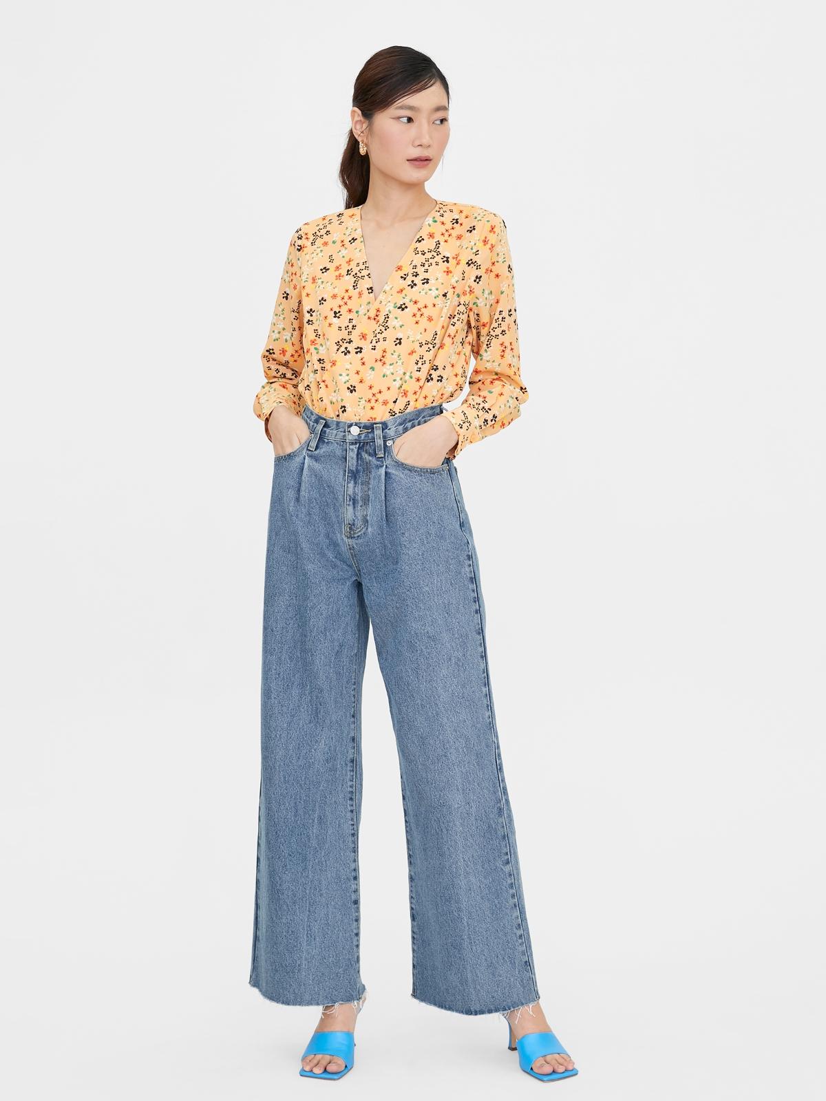 Long Sleeve Floral Bodysuit - Orange