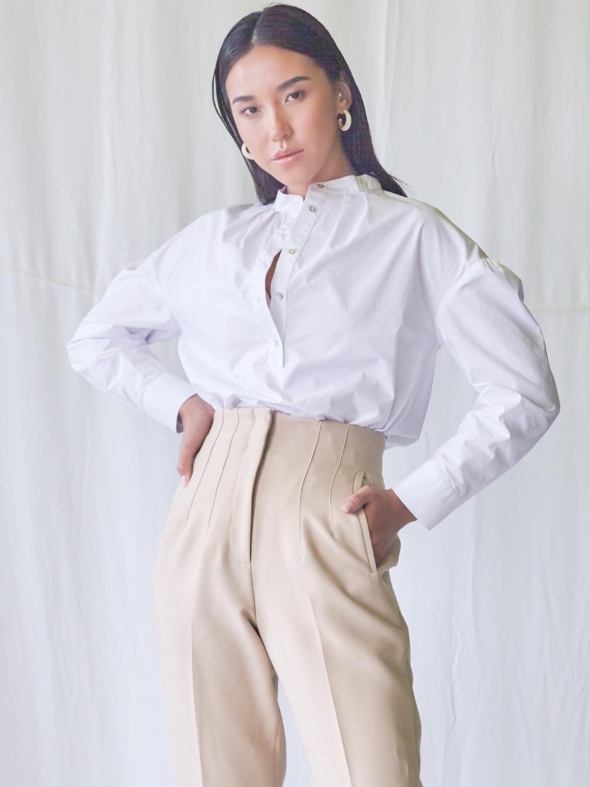 Button Detailed Long Sleeves Top - White