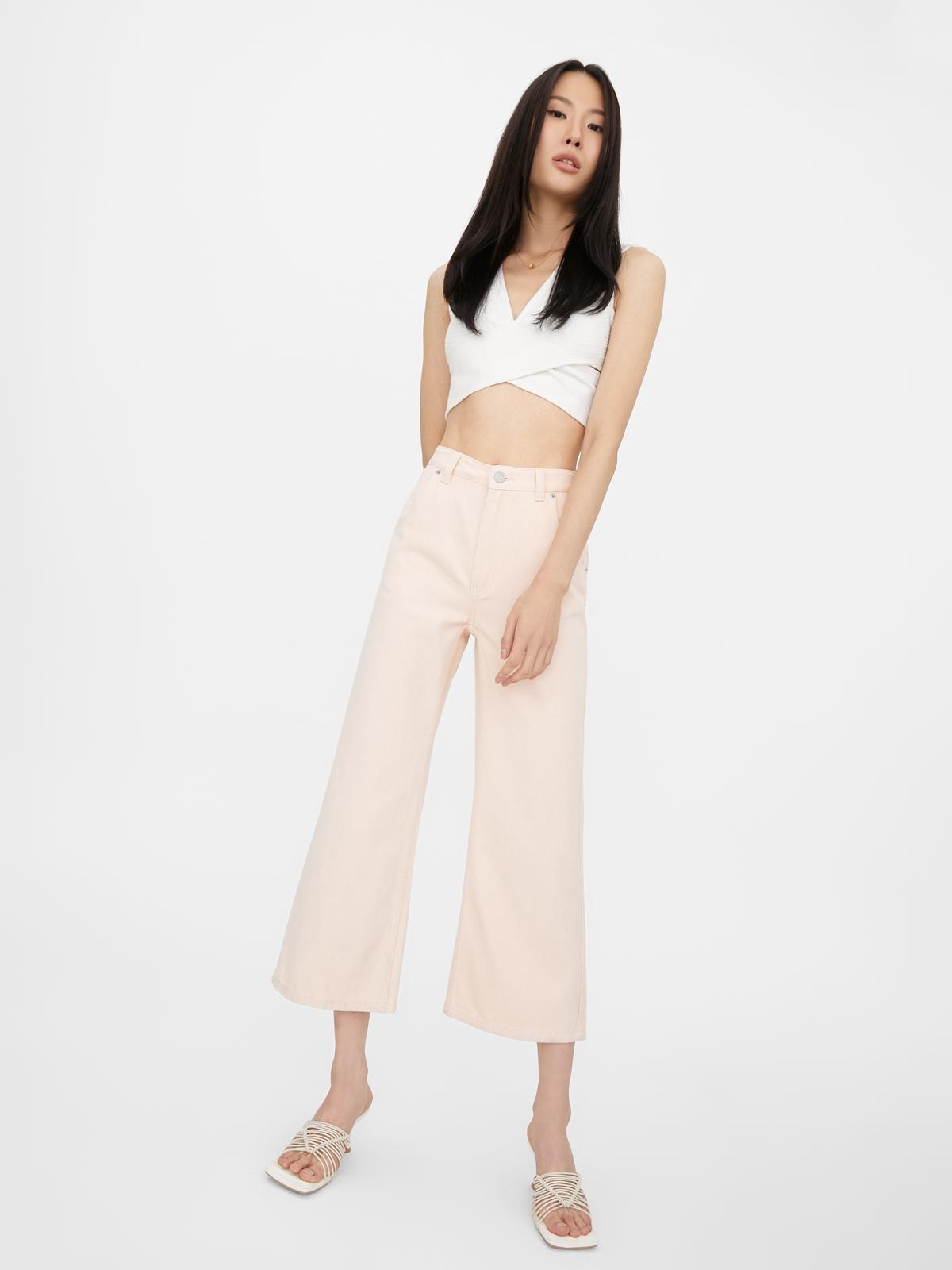 High Waisted Wide Leg Jeans - Pink