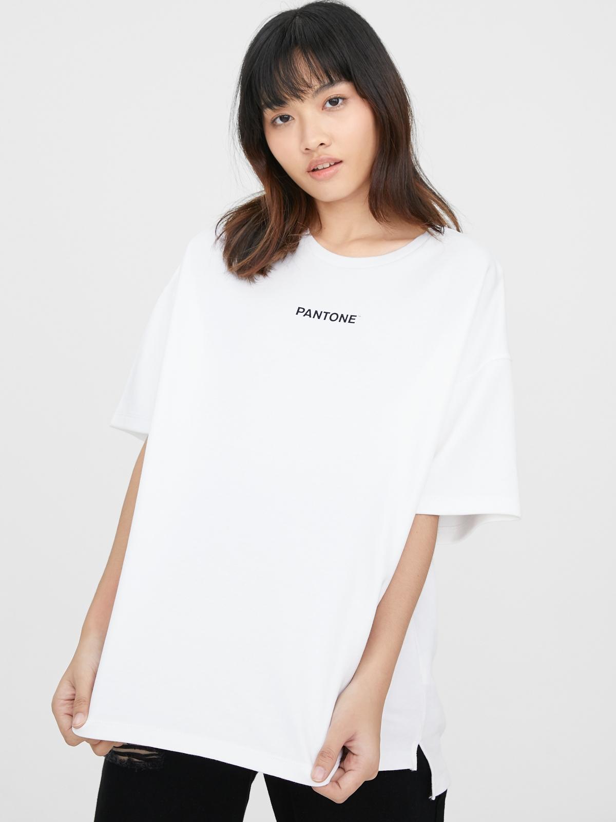 Pomelo + Pantone Sustainable Oversized Short Sleeve Tee - White