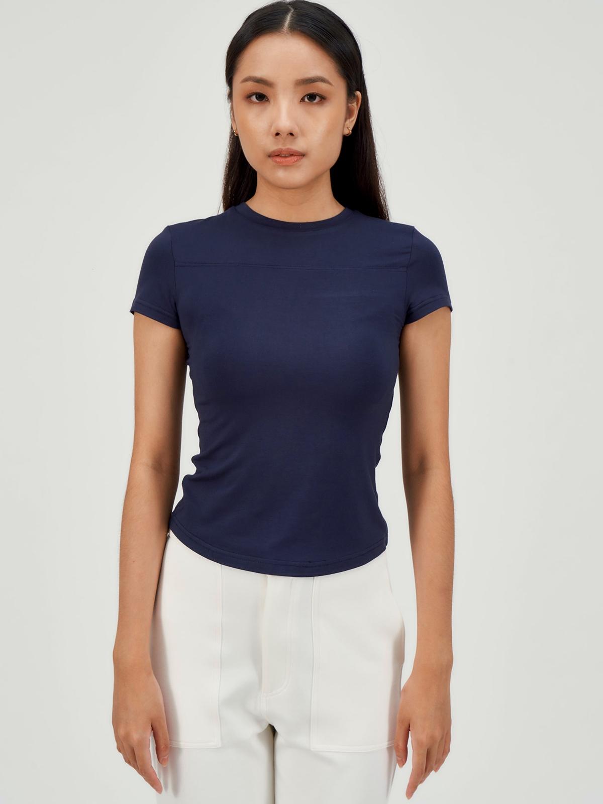 Slim Fit Modal Tee - Navy