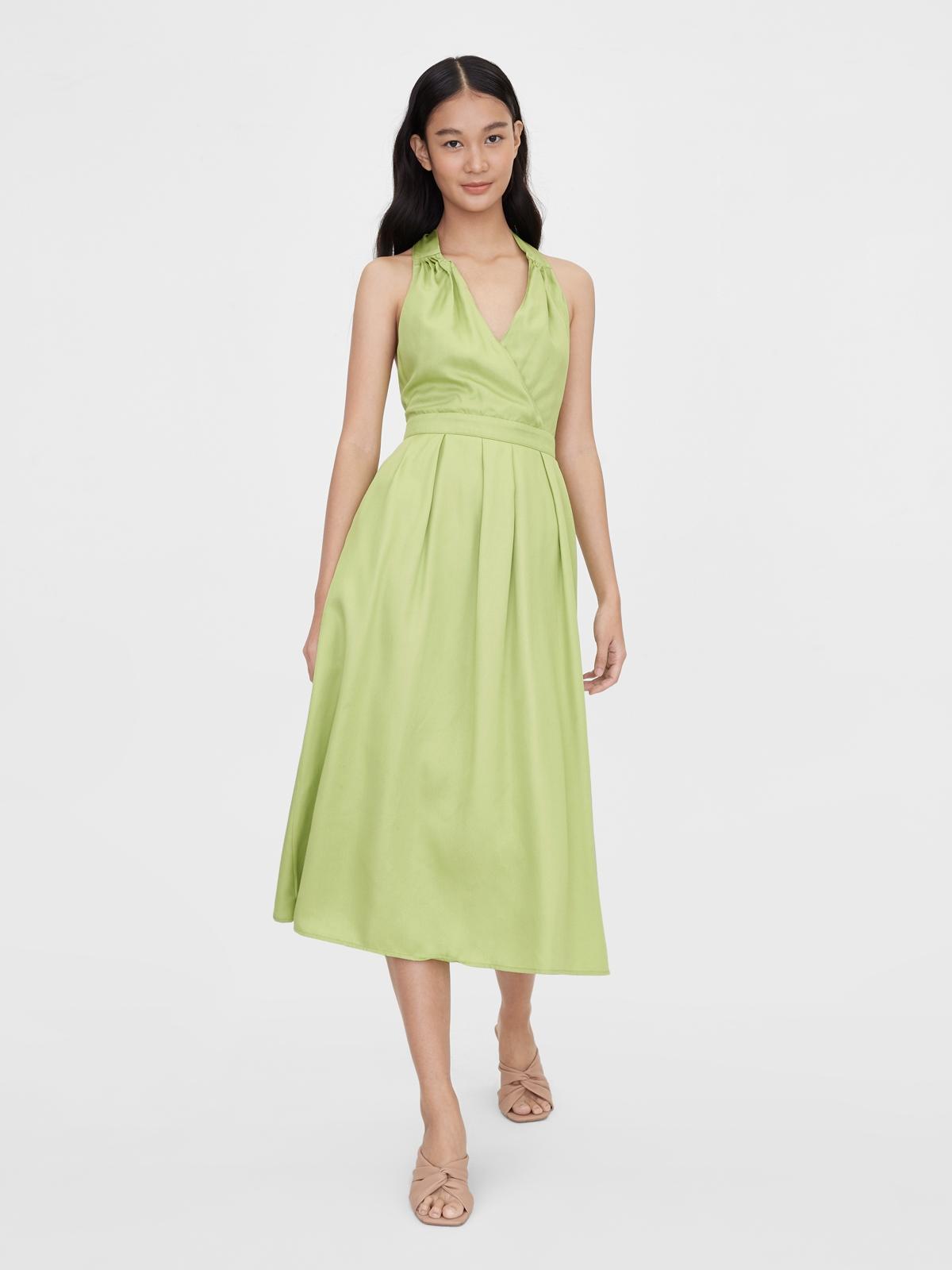 Sustainable Purpose Halter Open Back Dress - Green
