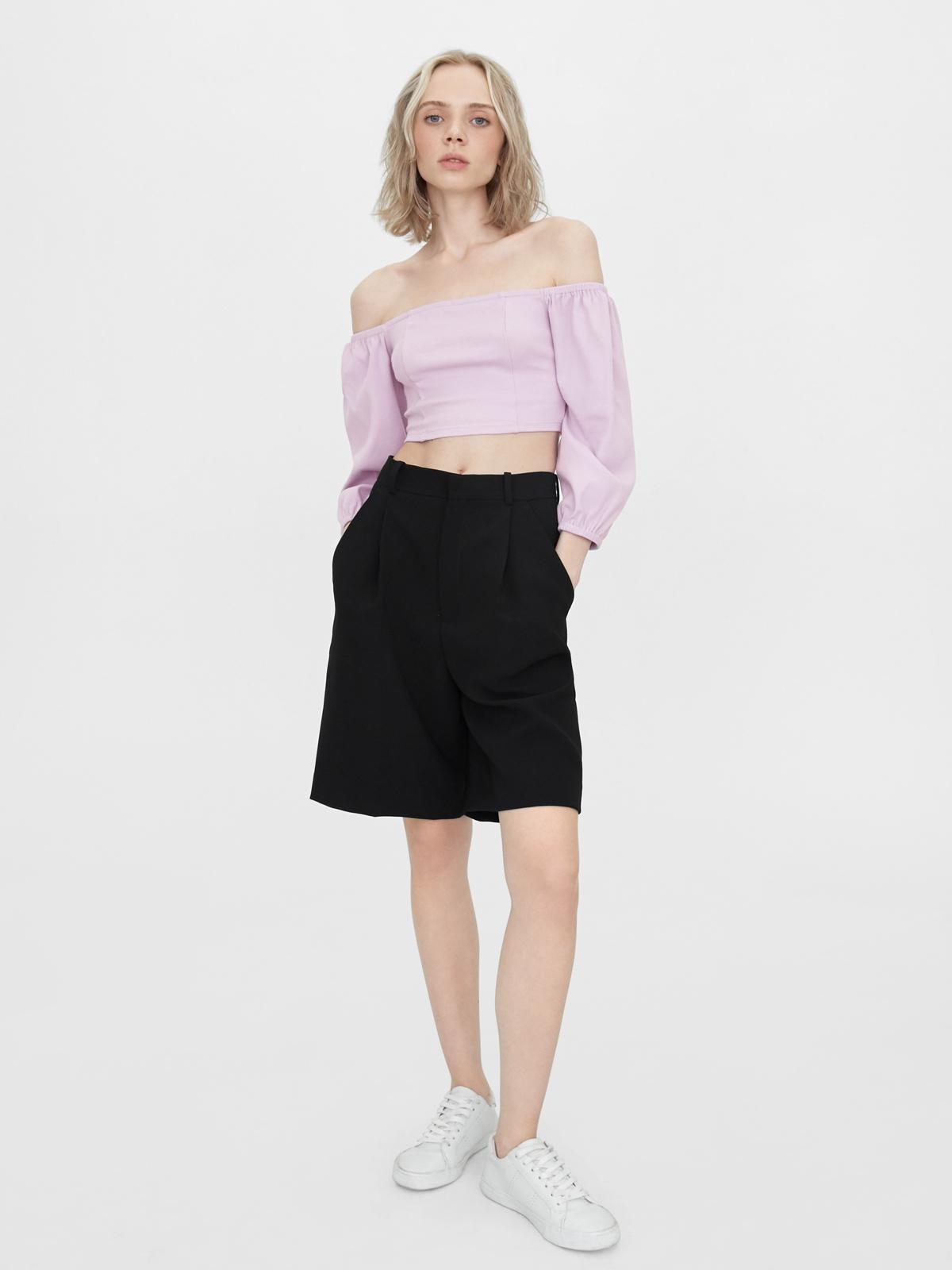 Sustainable Off Shoulder Crop Blouse - Purple