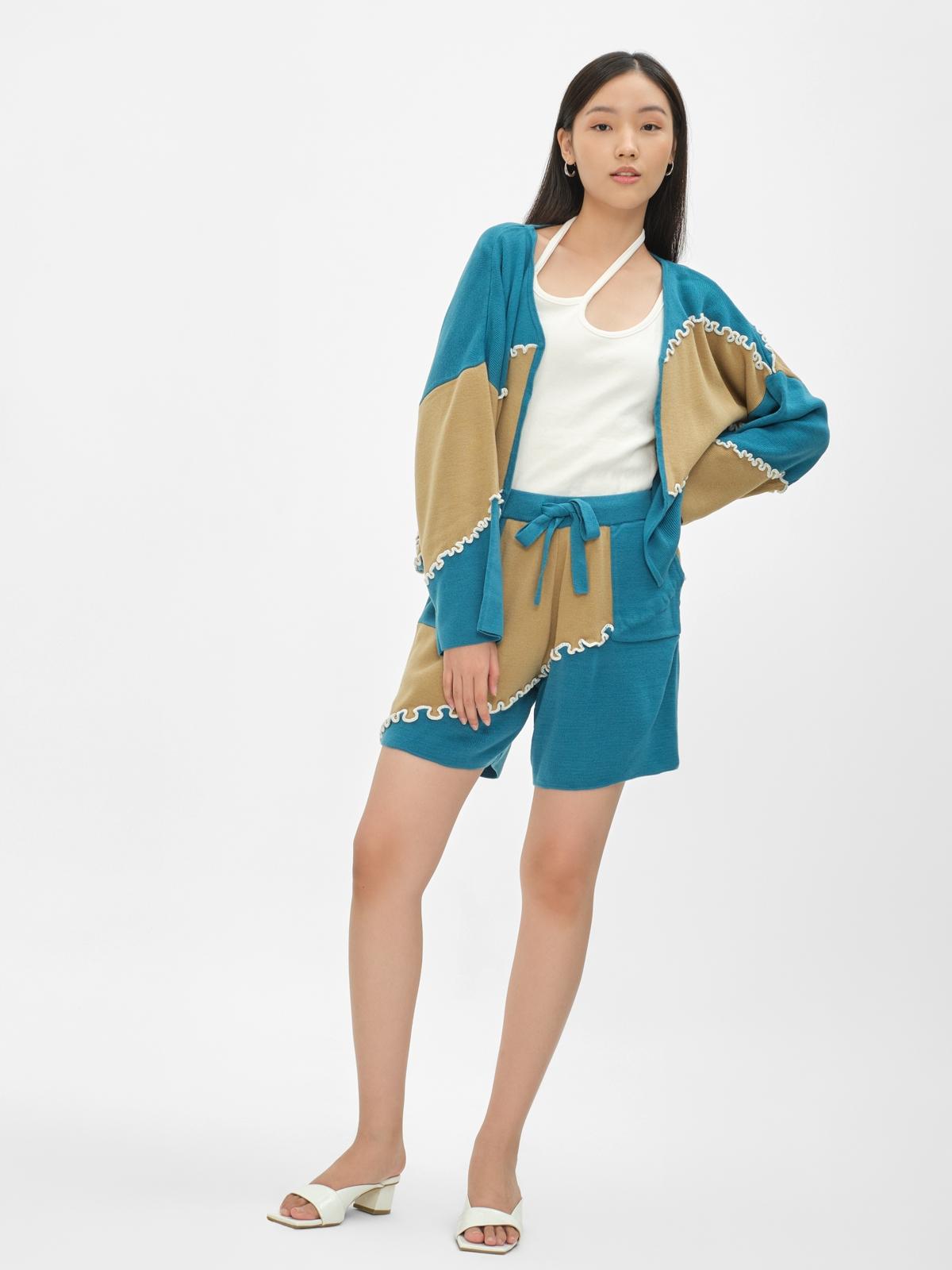 Pomelo Exclusive Montage Shorts - Cream Blue