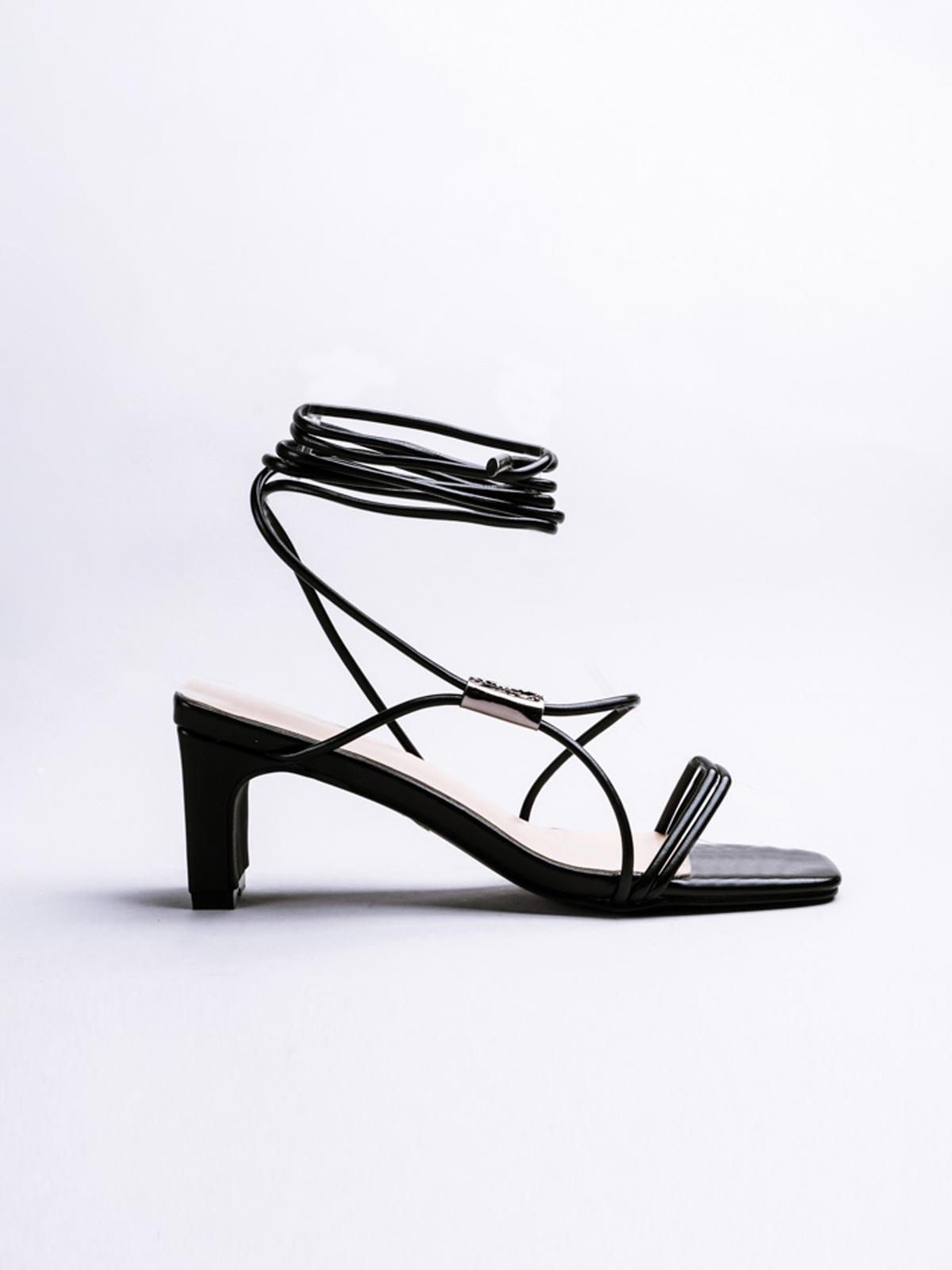Lace Up Strappy Sandal - Black