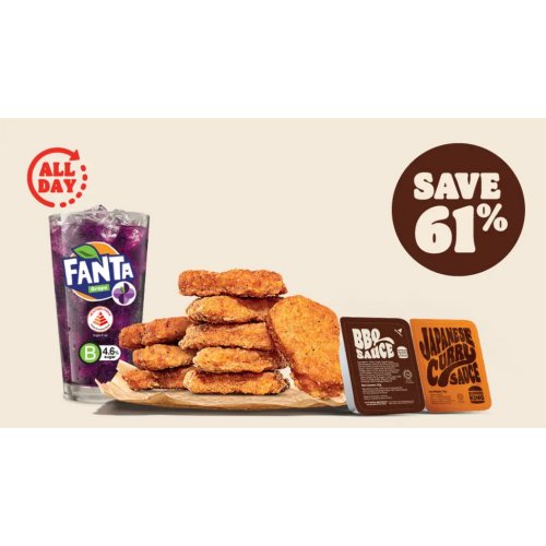 Snack time! Enjoy BK Nuggets with a drink for only $4.60.