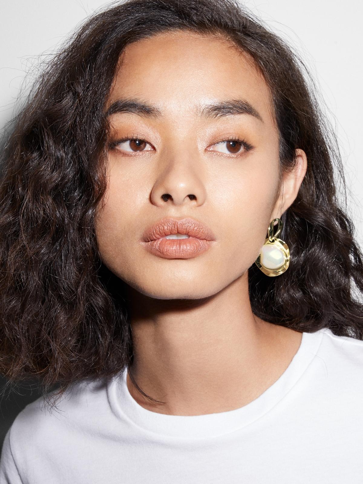 Oversized Pearl Metal Rim Drop Earrings - Gold