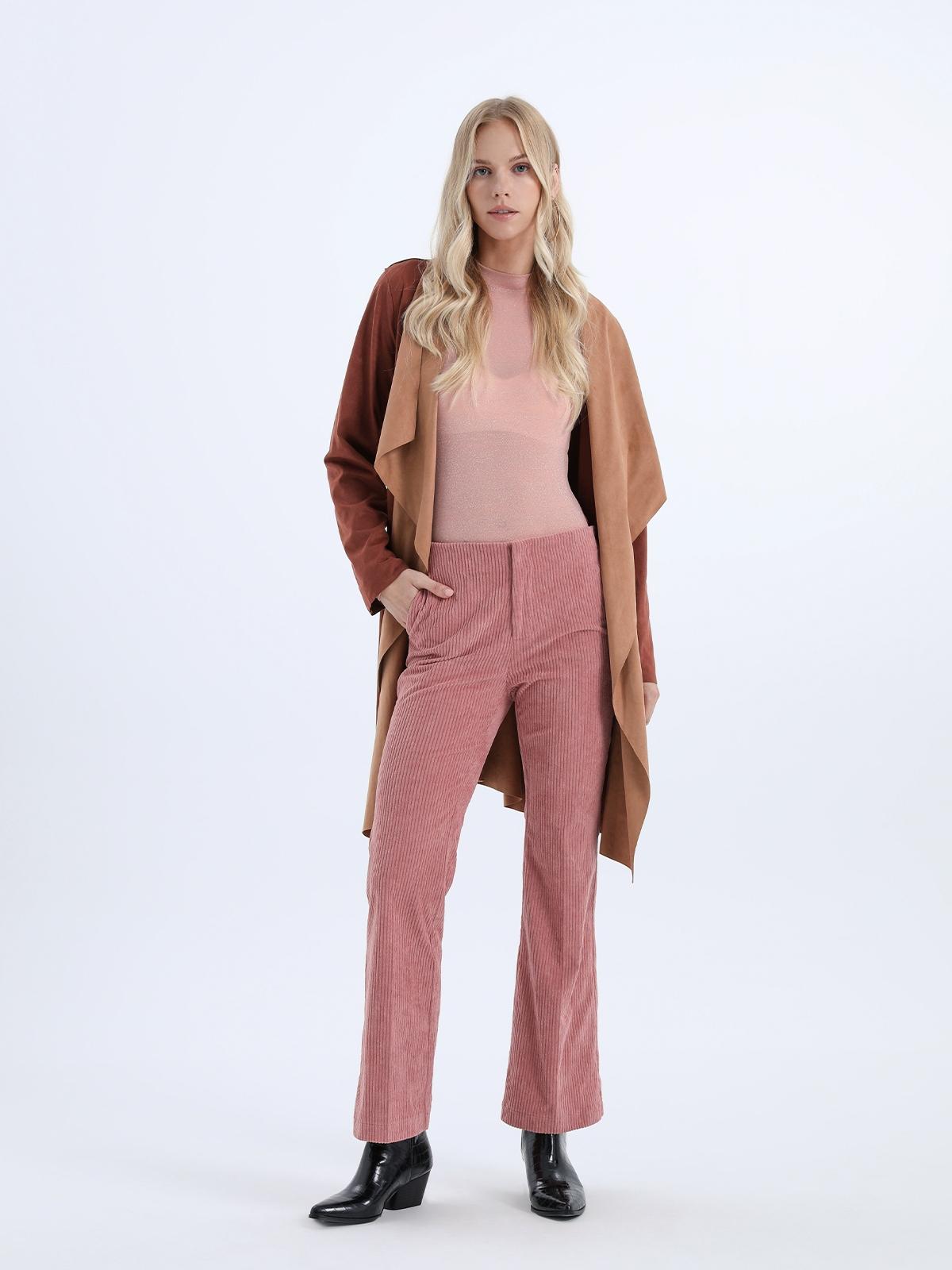 Mock Neck Rib Knit Fitted Top - Cold Pink