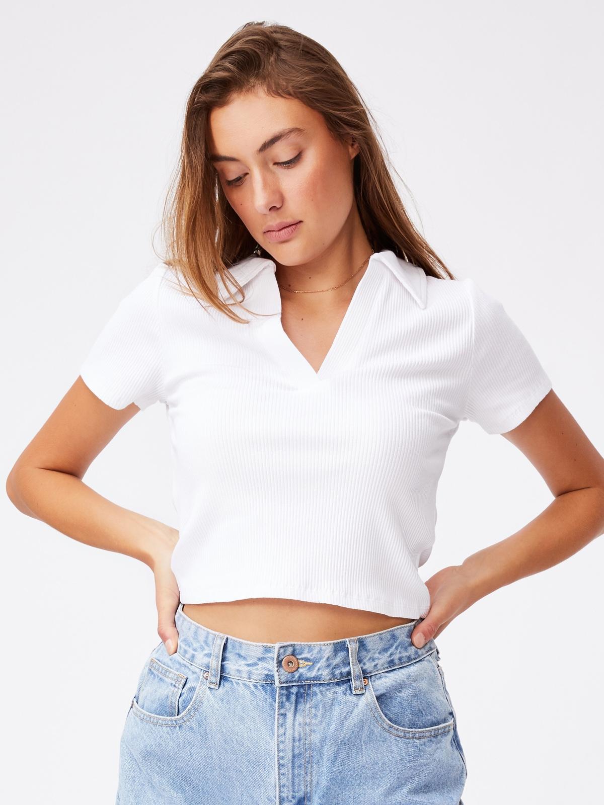 Zoe Short Sleeve Polo Shirt - White