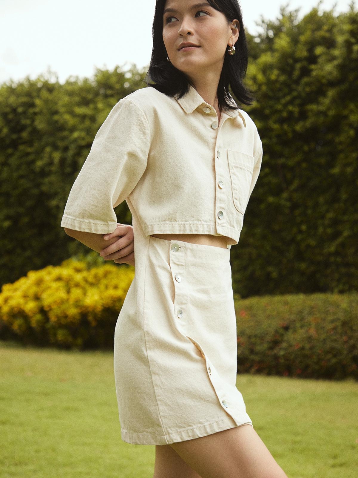 Cut Out Mini Dress - Cream