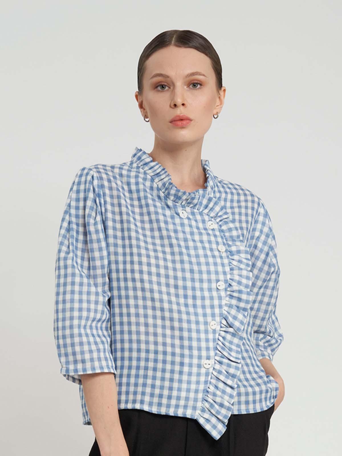 Jeanne Cropped Shirt - Blue Jeanne Cropped Shirt - Blue