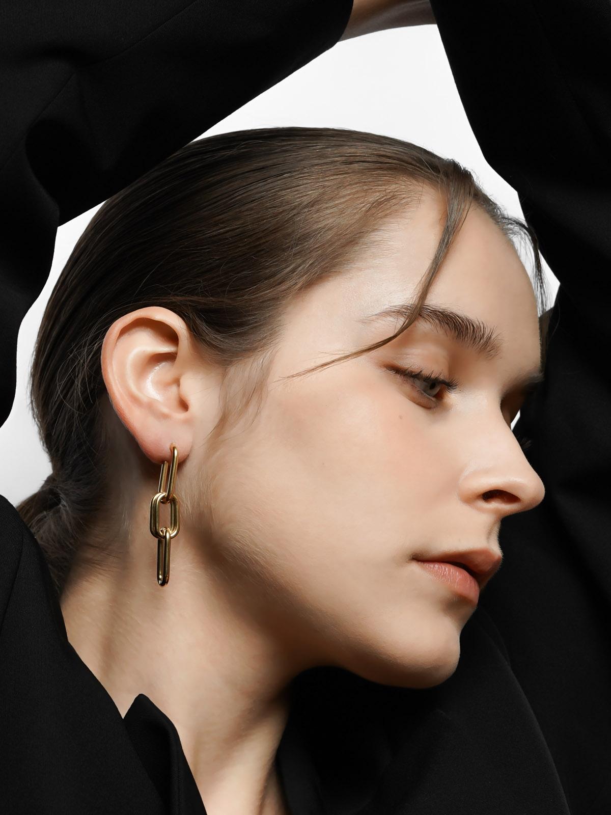 Titaninum Link Chain Earrings - Gold