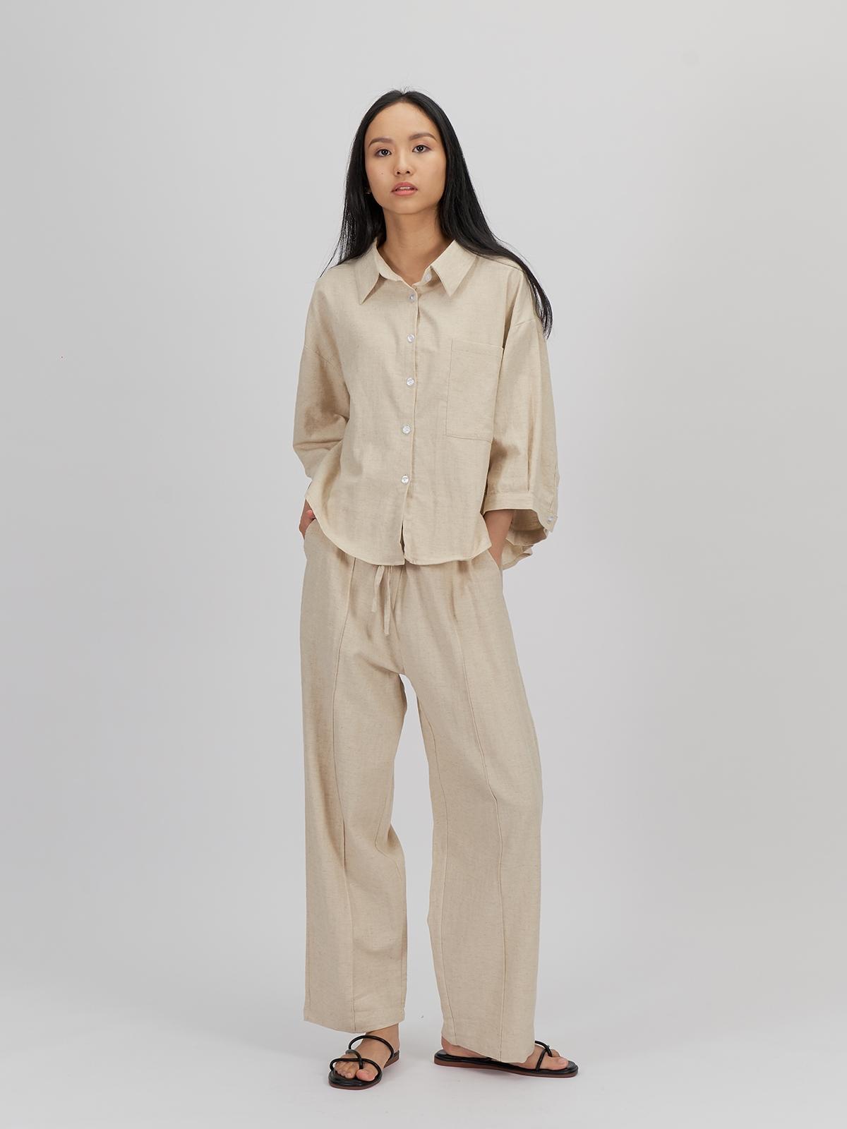 Asa Gender Neutral Tapered Pants - Beige