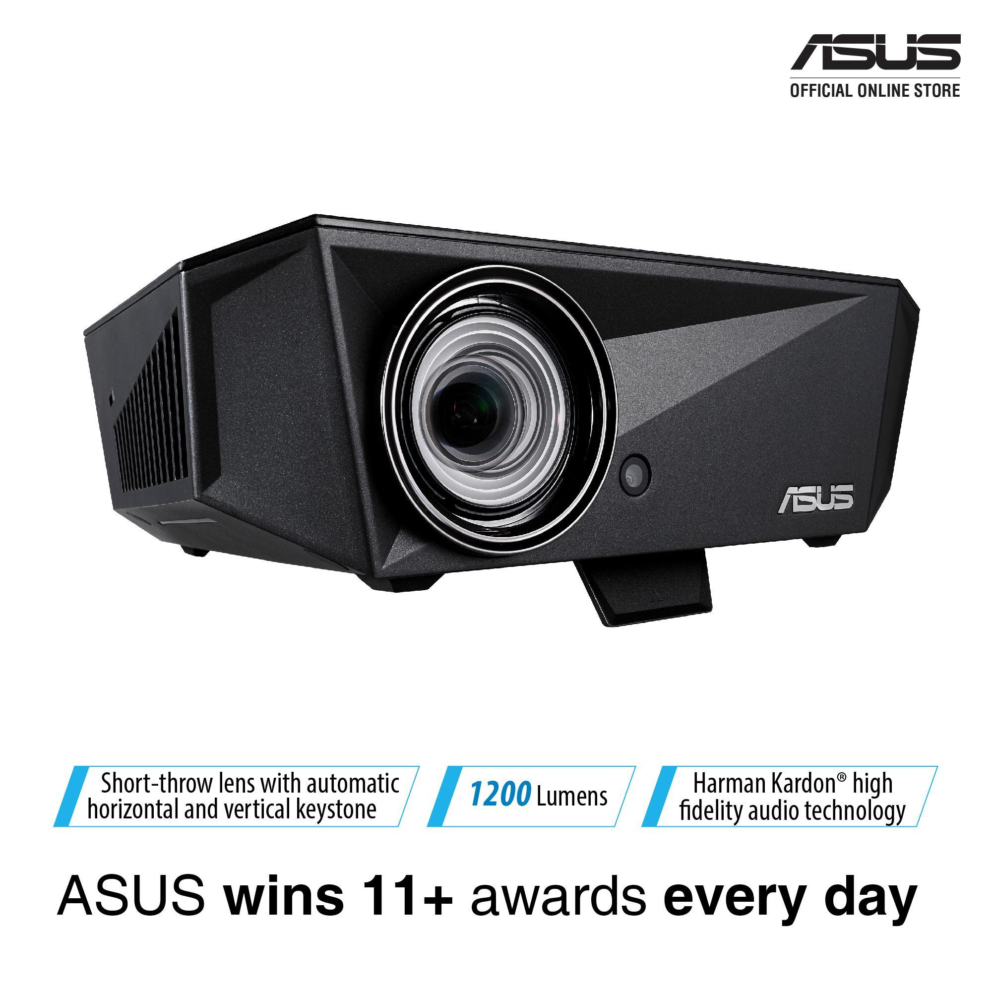 ASUS F1 LED Projector, FULL HD (1920*1080), 1200 Lumens, Short Throw, Horizontal & Vertical Keystone Adjustment , Auto Focus, 2.1 Channel Audio, Audio by Harman Kardon, Wireless Projection, HDMI