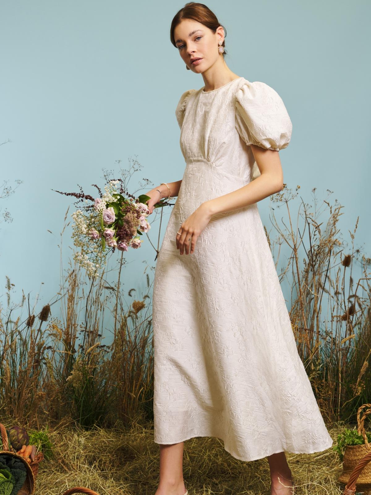 Lenten Rose Midi Dress - Pearl