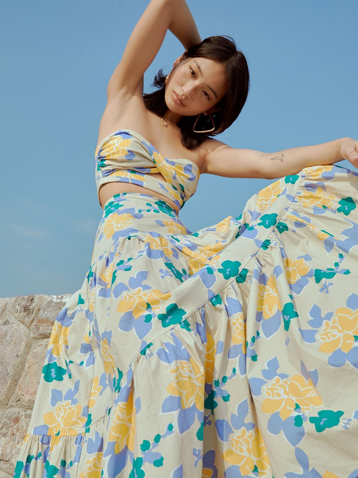 Kaitlo Maxi Skirt - Sand Floral