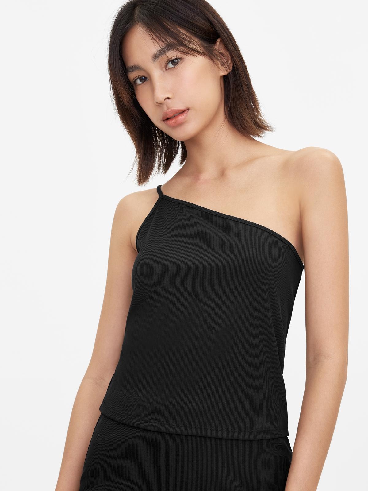 One Shoulder Tank - Black