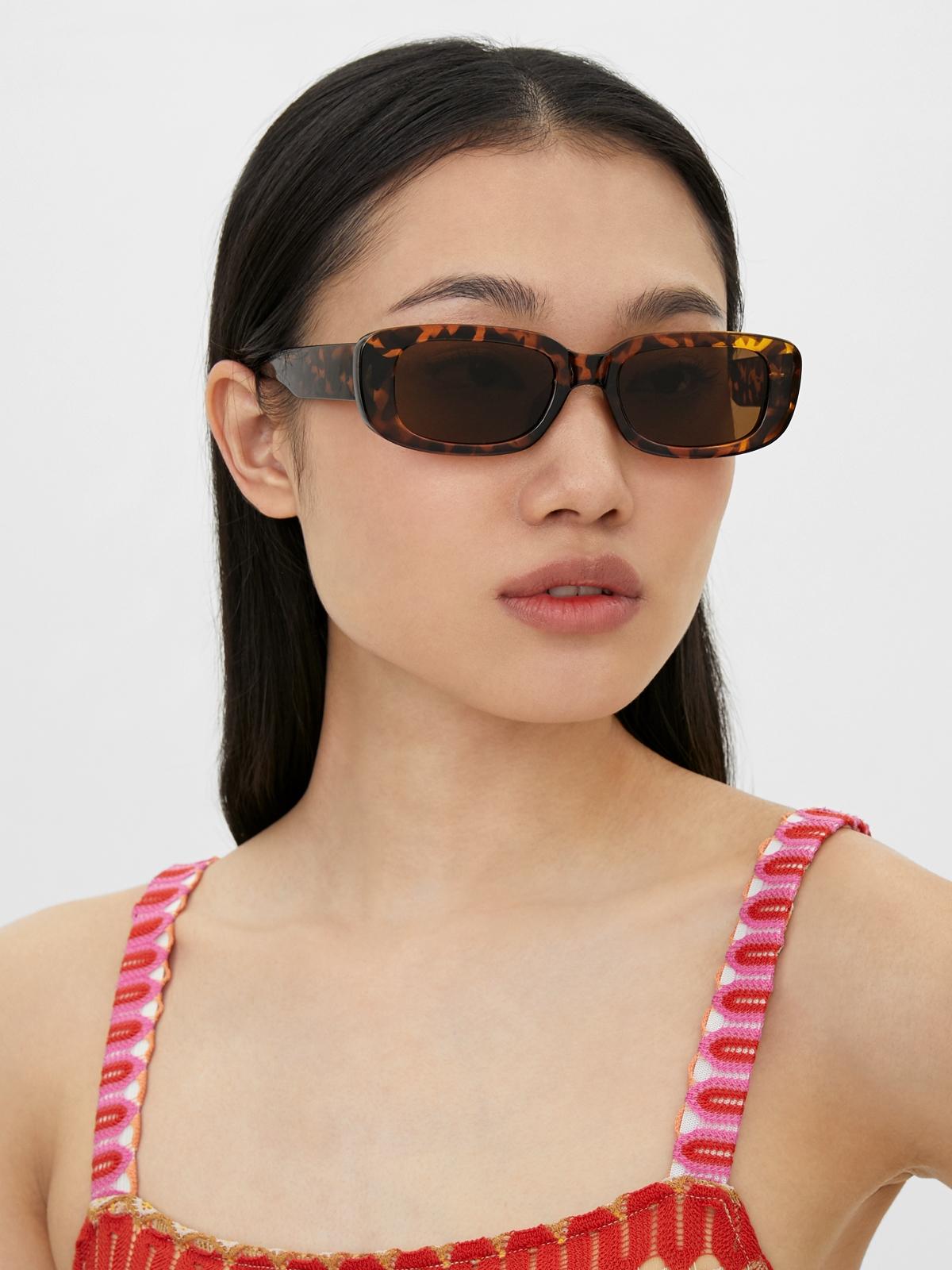 Rectangular Frame Sunglasses - Brown