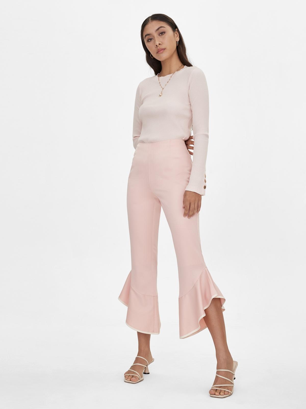 Ruffle Flared Pants - Pink