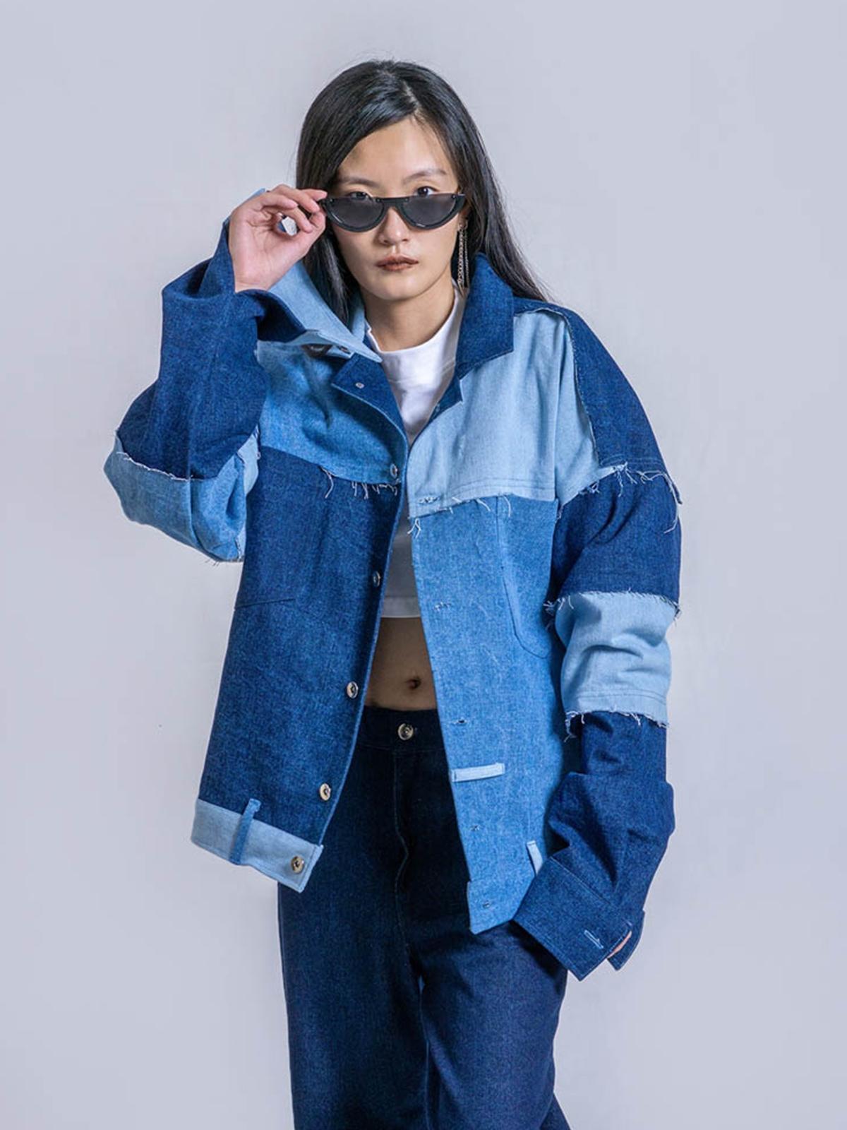 Ocwacyclessara Oversized Patch Ara Denim Jacket - Denim