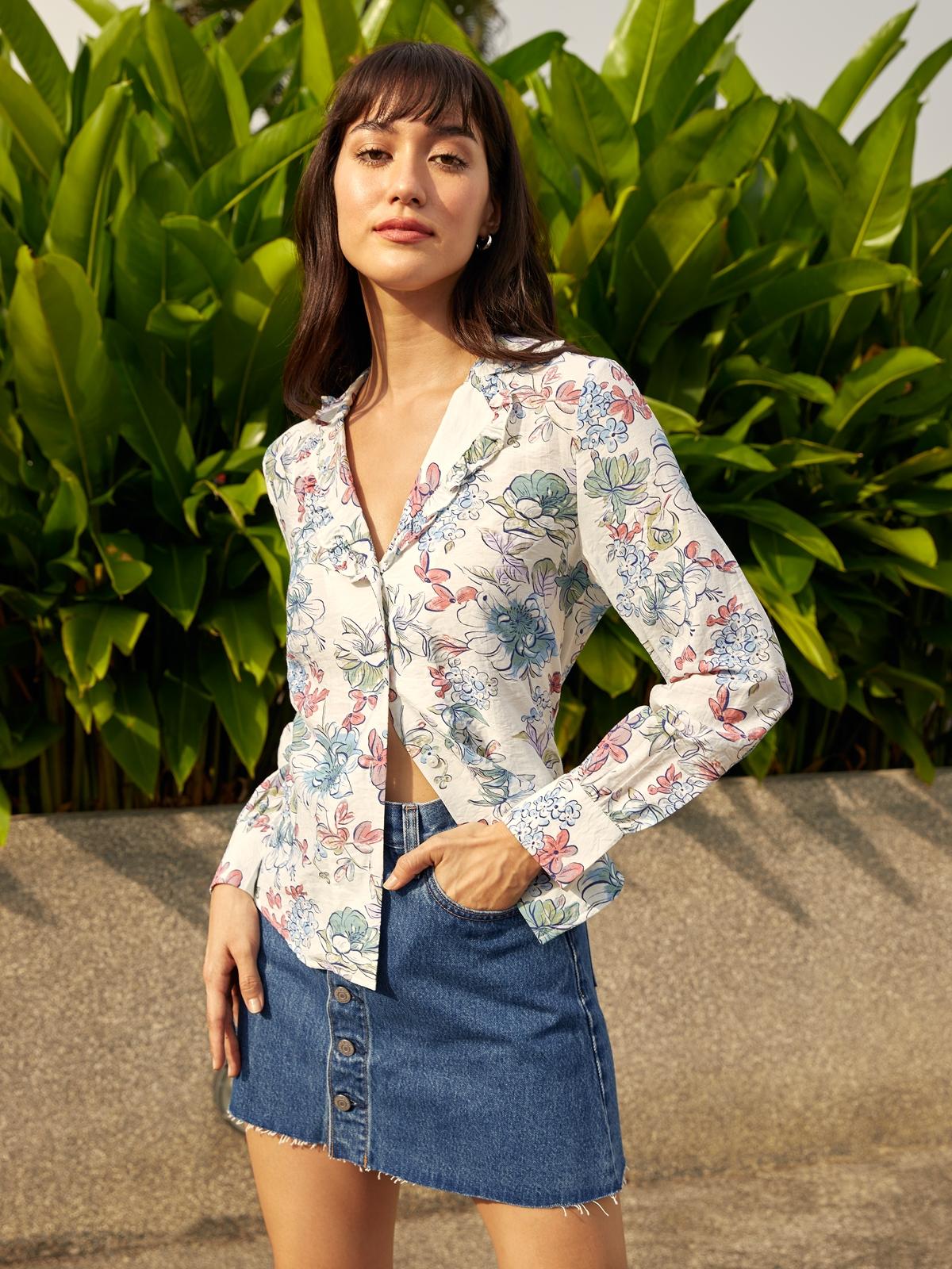 Floral Button Up Shirt - White