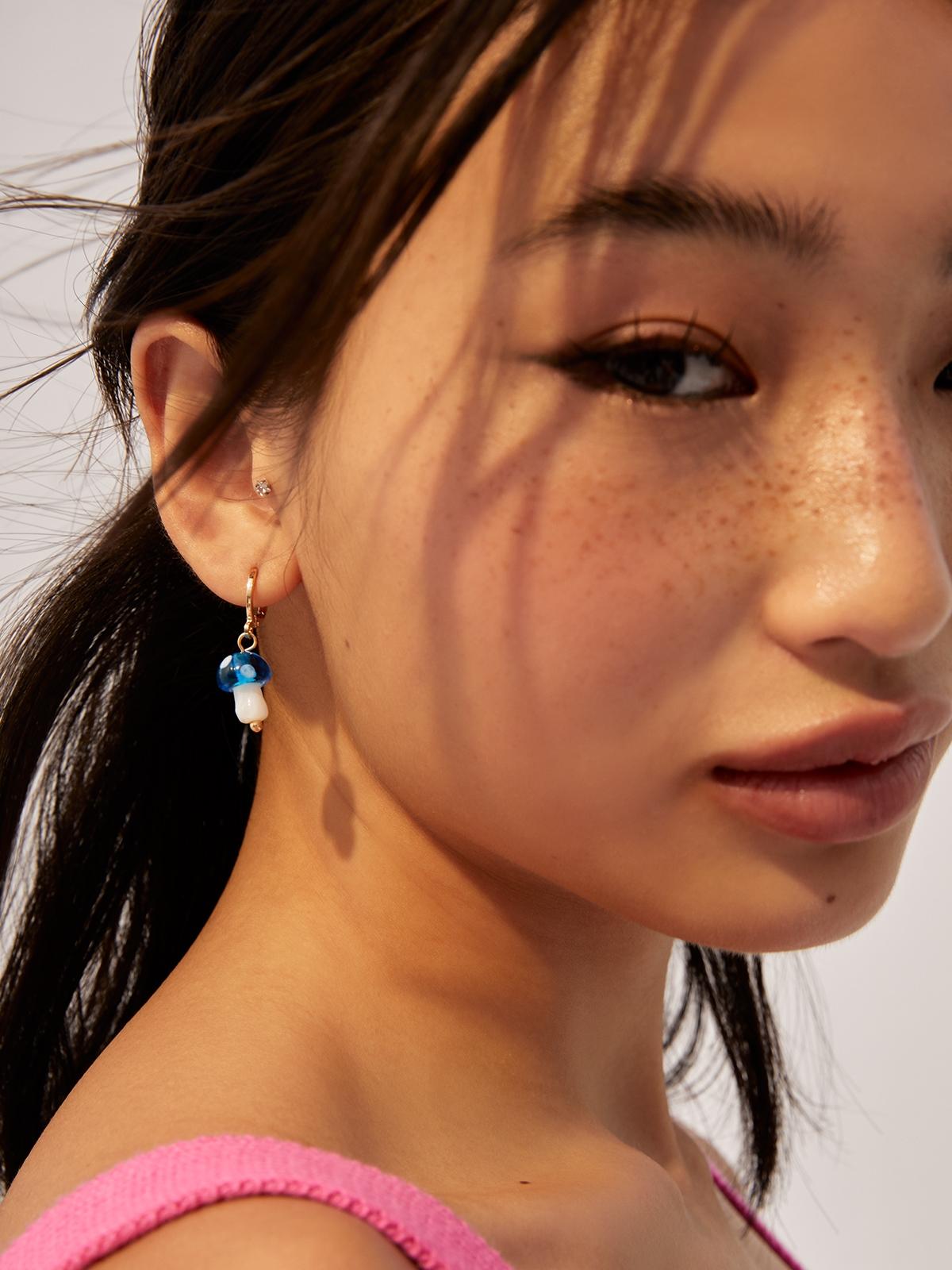 Set Of 3 Mushroom Earrings - Multi Color