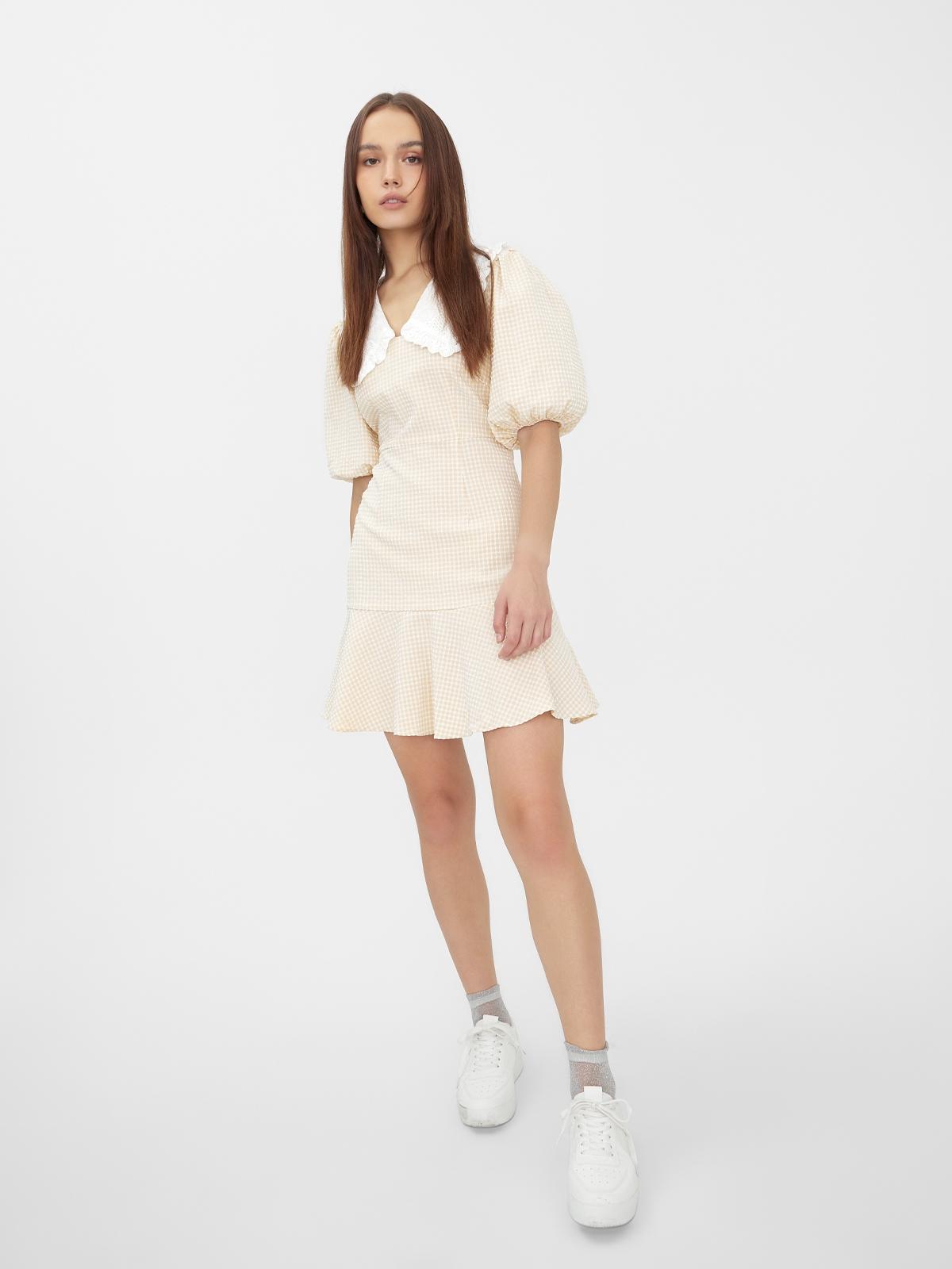 Peter Pan Collar Dress - Beige