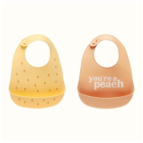 Pearhead Silicone Bib - You're a Peach - 2-Pack