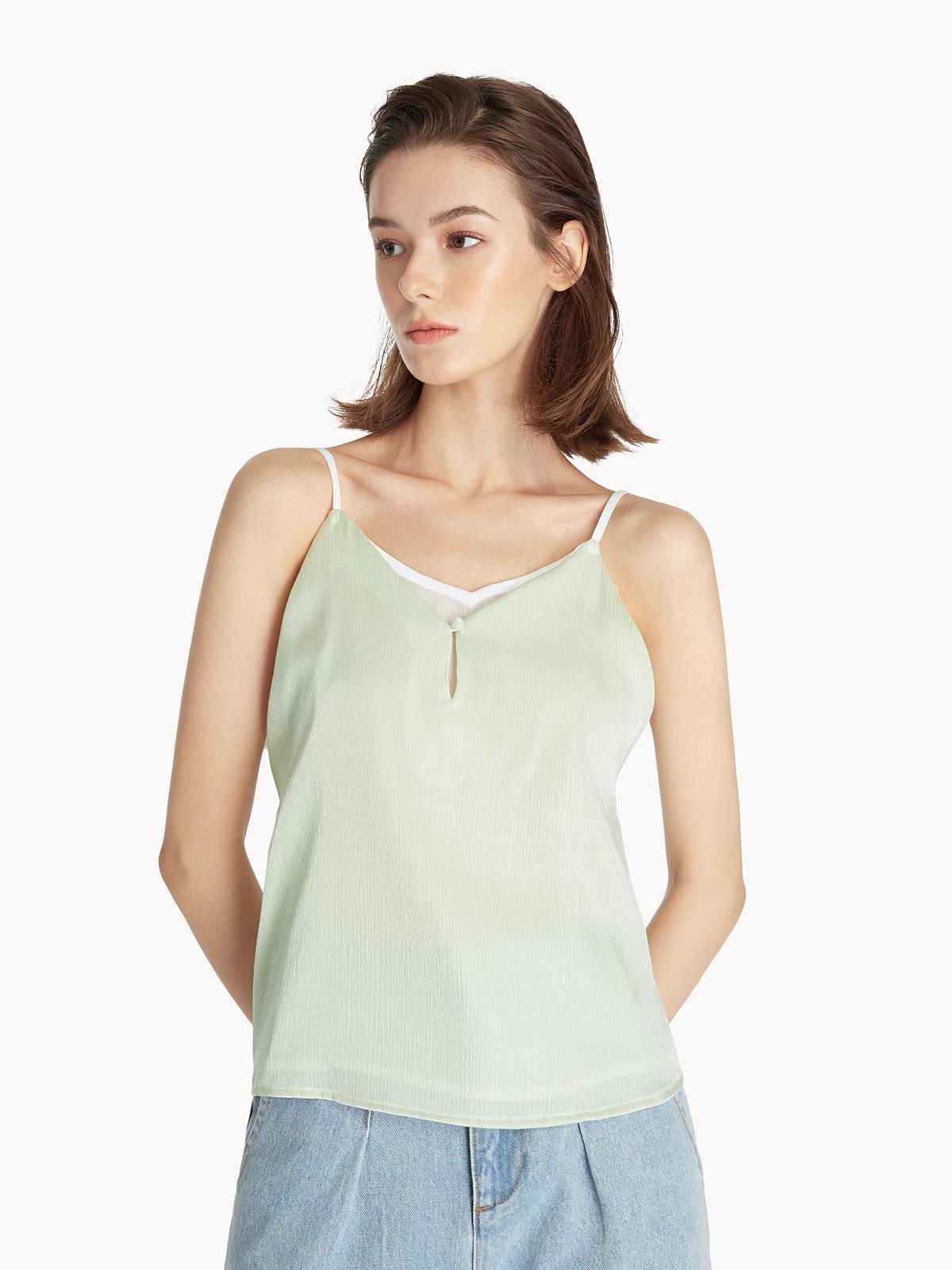 Loose Spaghetti Strap Top - Green