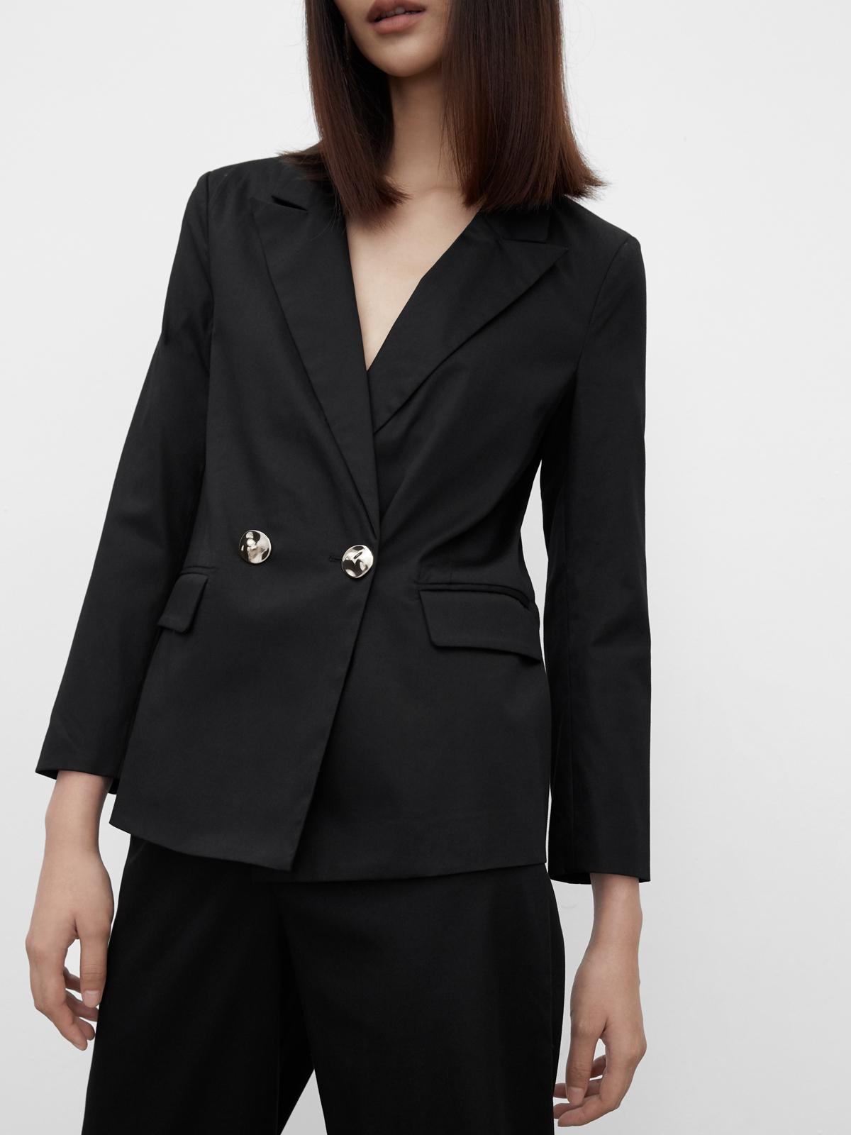 Sustainable Double Button Fitted Blazer - Black