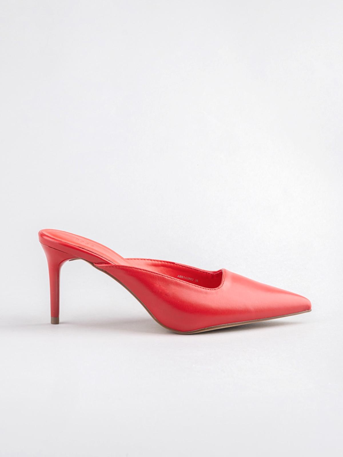Pointy Toe Heel Mule - Red