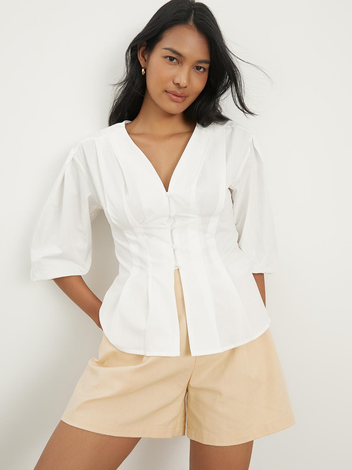 Bishop Sleeve Blouse - White